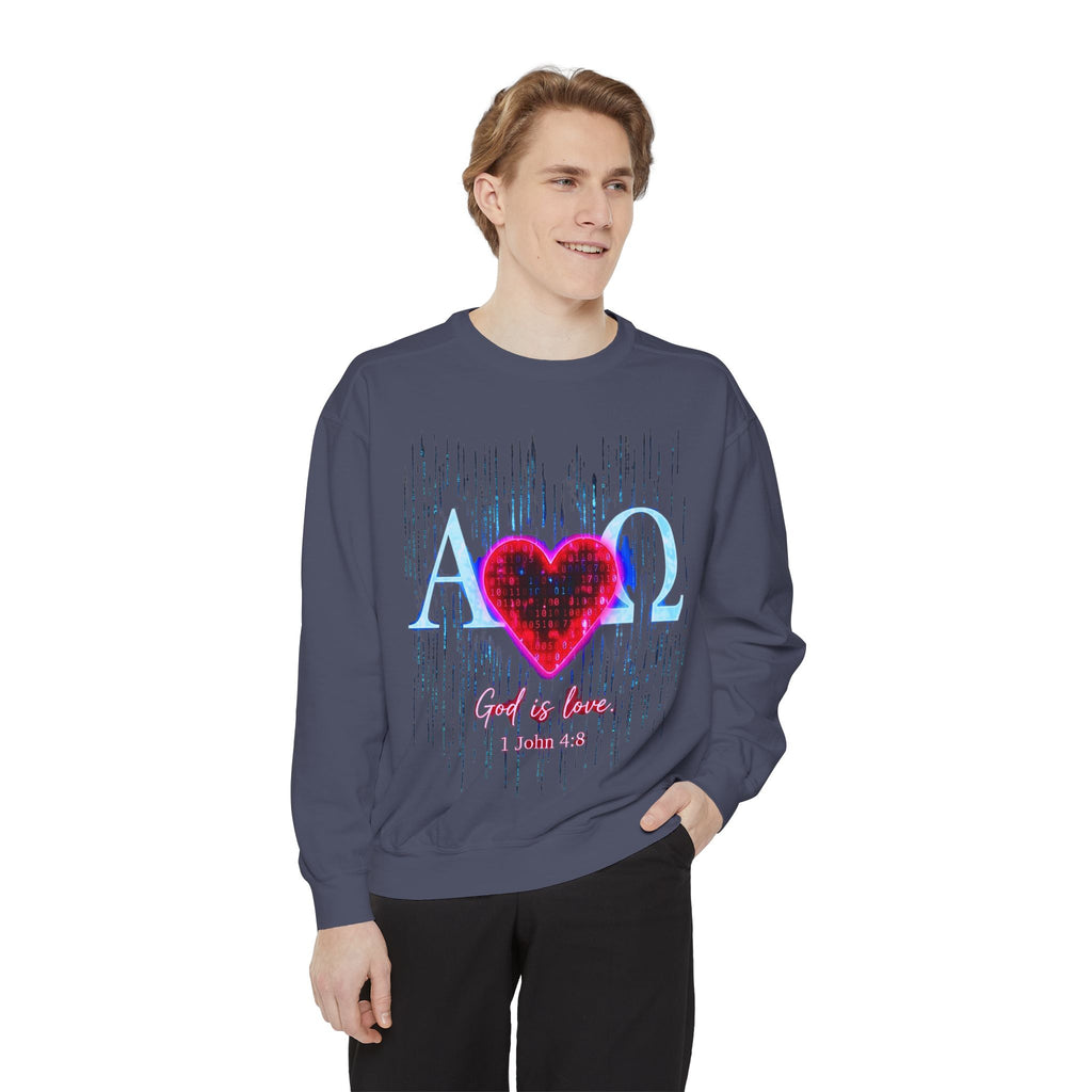 Alpha Omega Heart design sweatshirt | God is Love 1 John 4:8 RomanEum