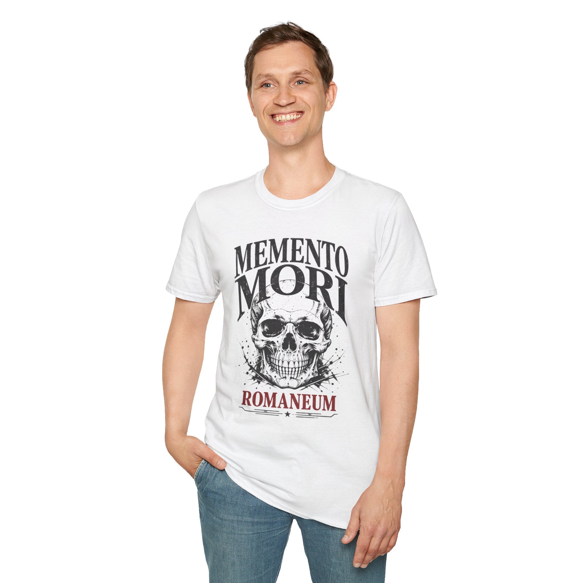 Memento Mori Skull T-Shirt — Gothic Reminder Tee with Romaneum Skull Design