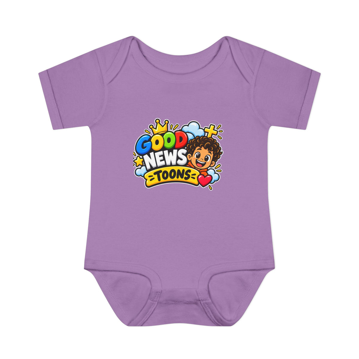 Infant Bodysuit — "Good News Toons" Colorful Cartoon Baby Onesie (Faithful Fun Truth)