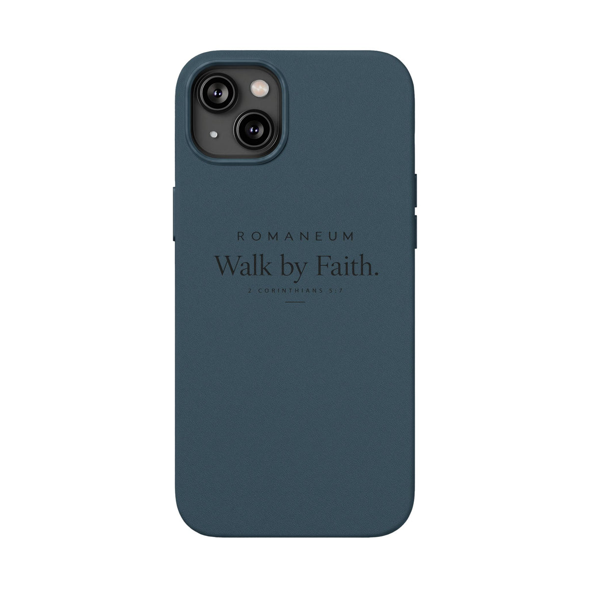 Engraved PU Leather Phone Case — ‘Walk by Faith’