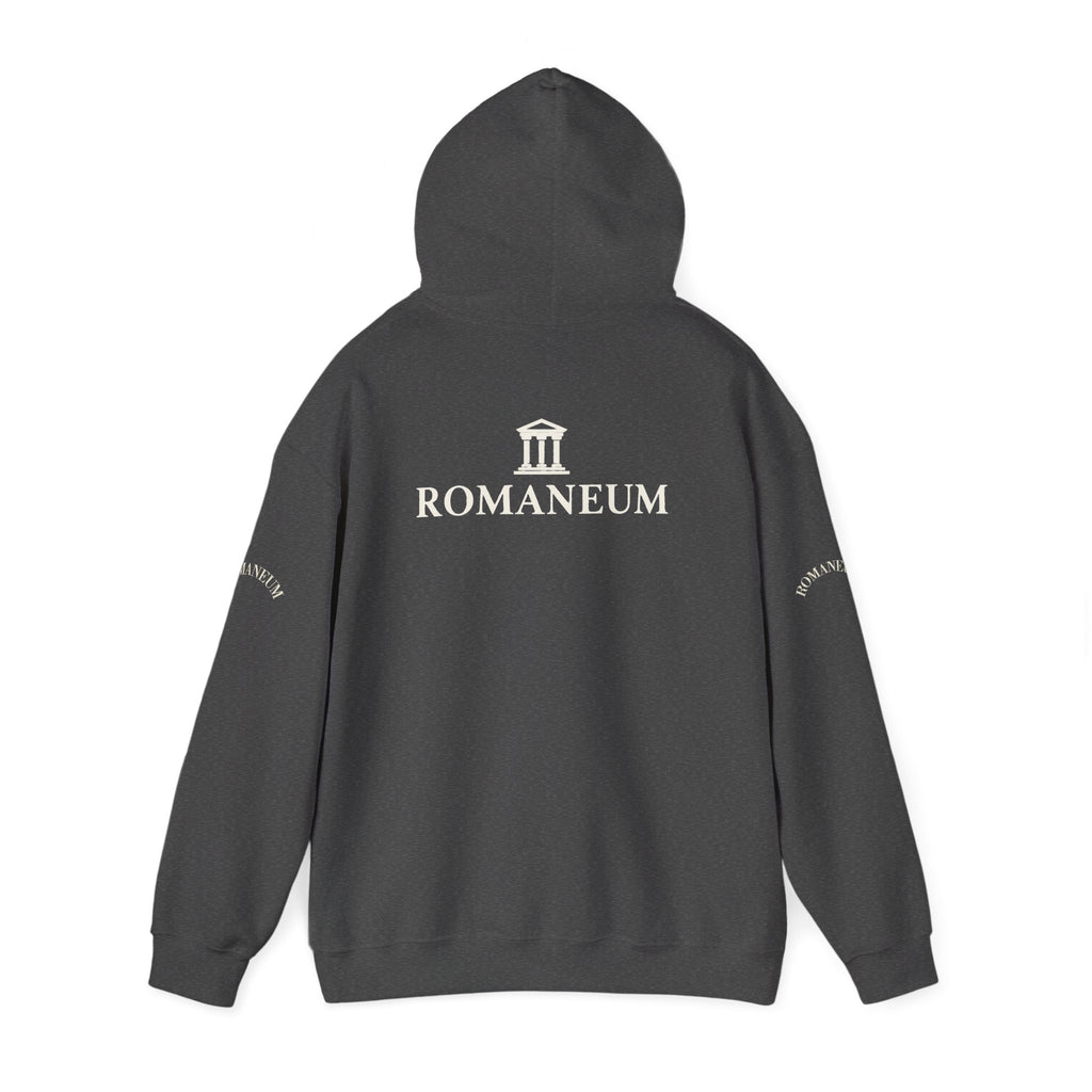 Romaneum Logo Hoodie – Classic Black Pullover with Roman Temple Design
