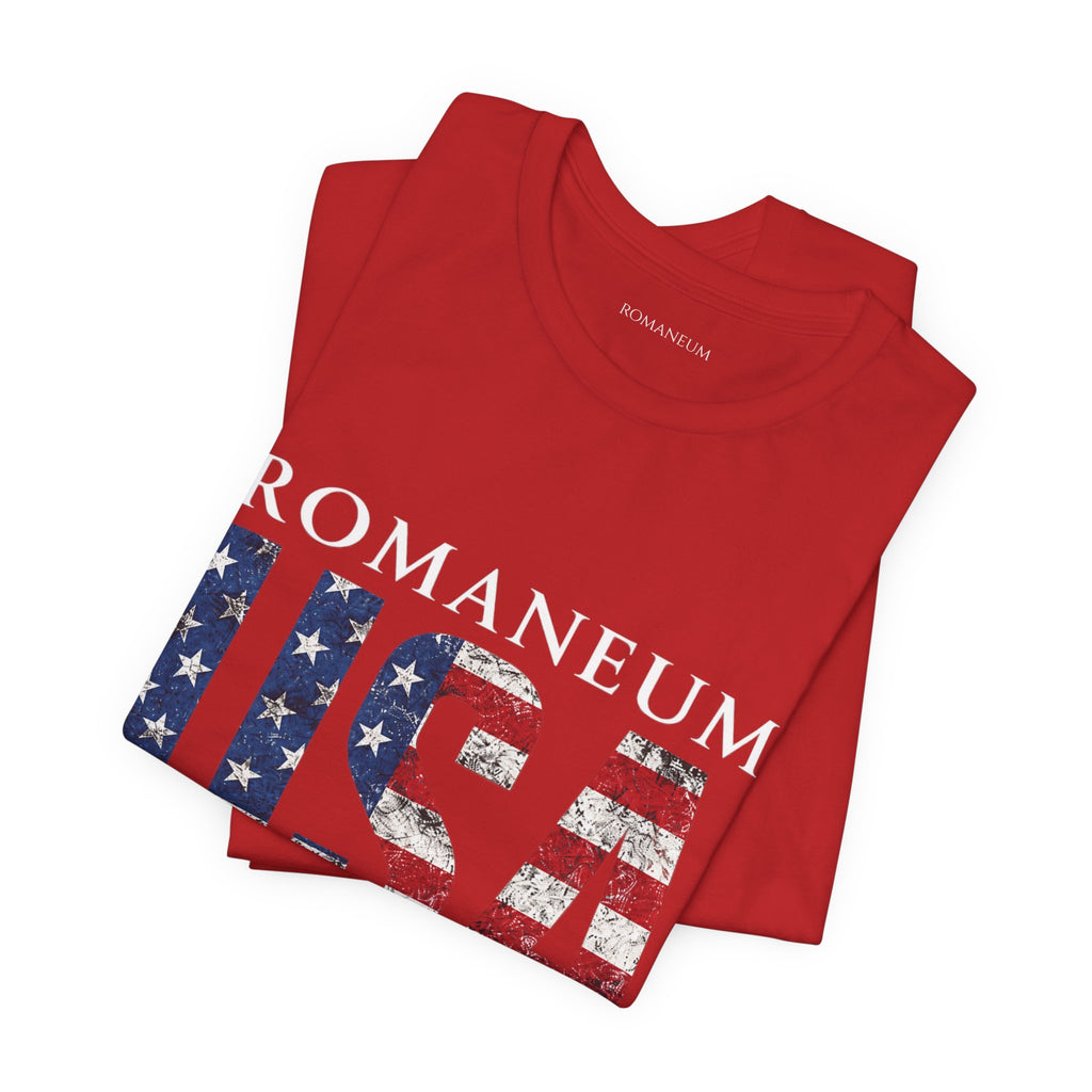 Romaneum USA Flag T‑Shirt — Patriotic American Graphic Tee