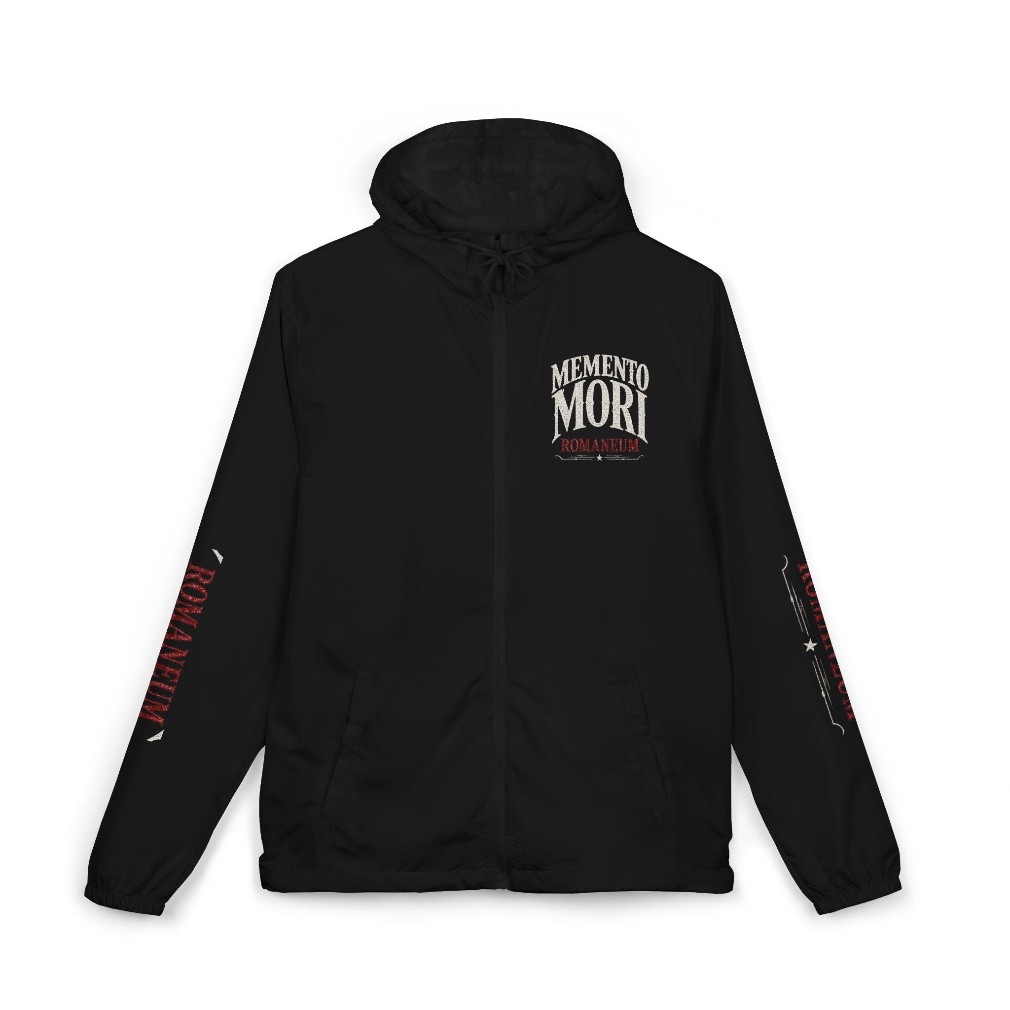 Memento Mori Skull Windbreaker Jacket — Romanum Gothic Hooded Windbreaker