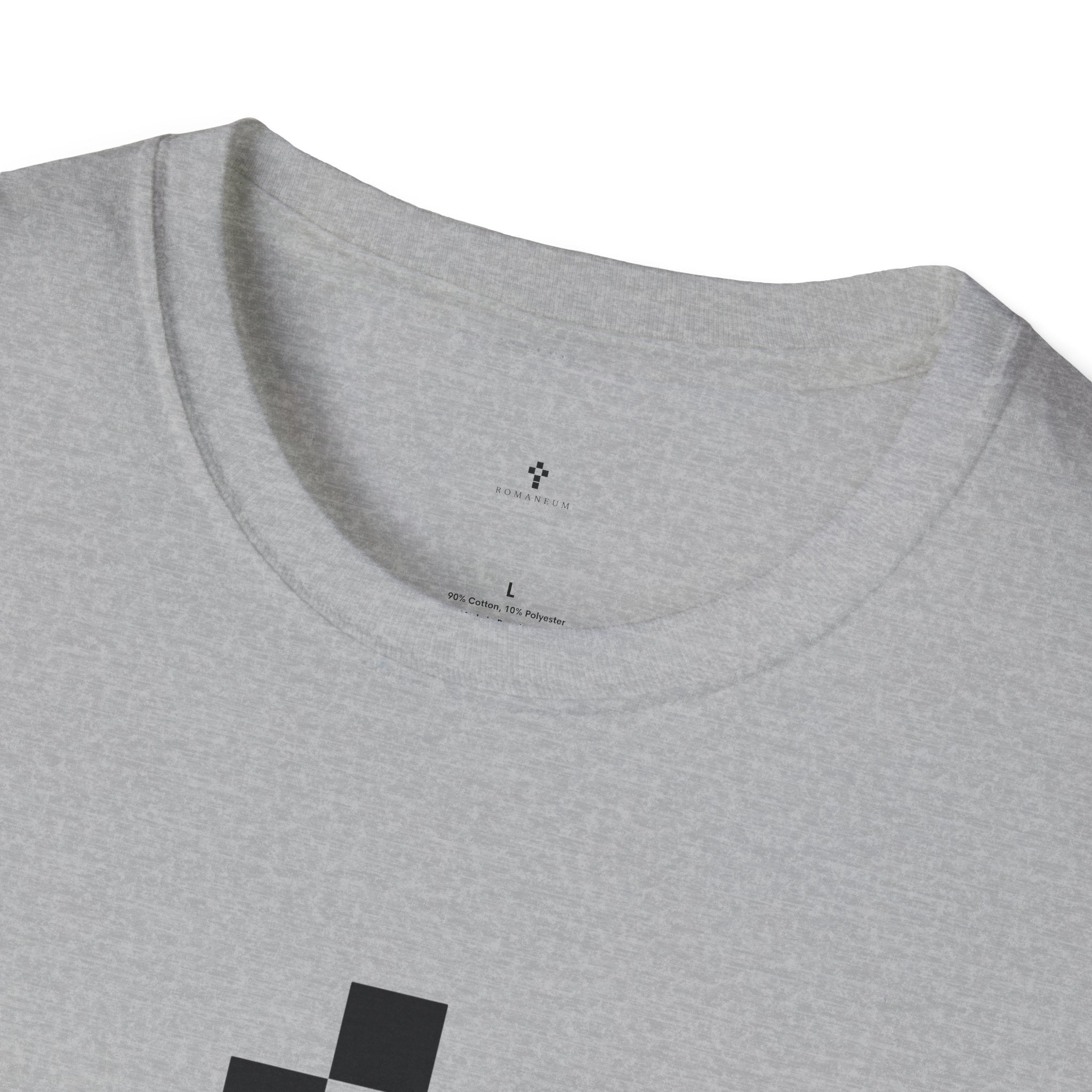 Romaneum Minimal Pixel Cross T-Shirt | Small Black Geometric Cross