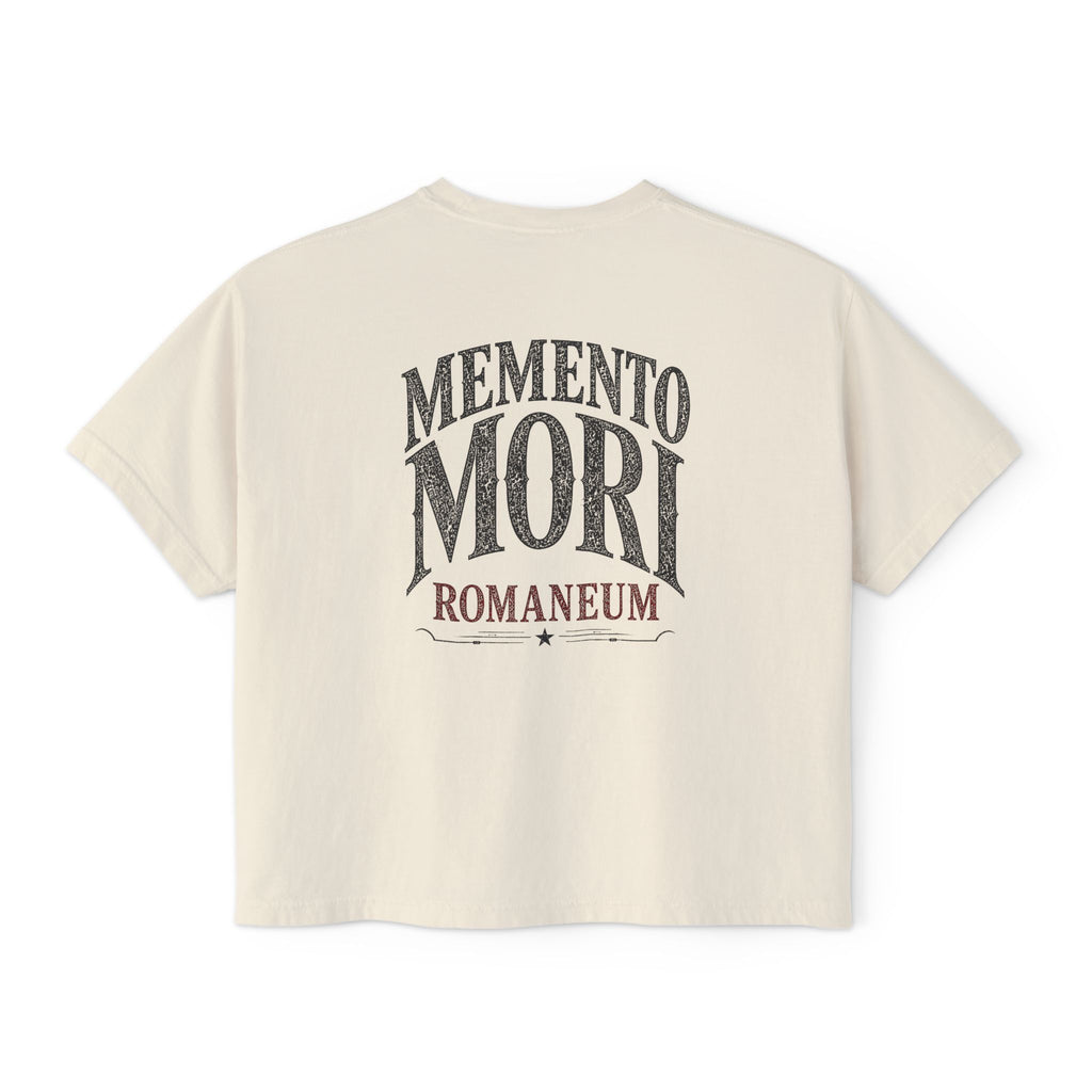 Memento Mori Boxy Tee — Vintage Skull Romaneum Graphic Shirt