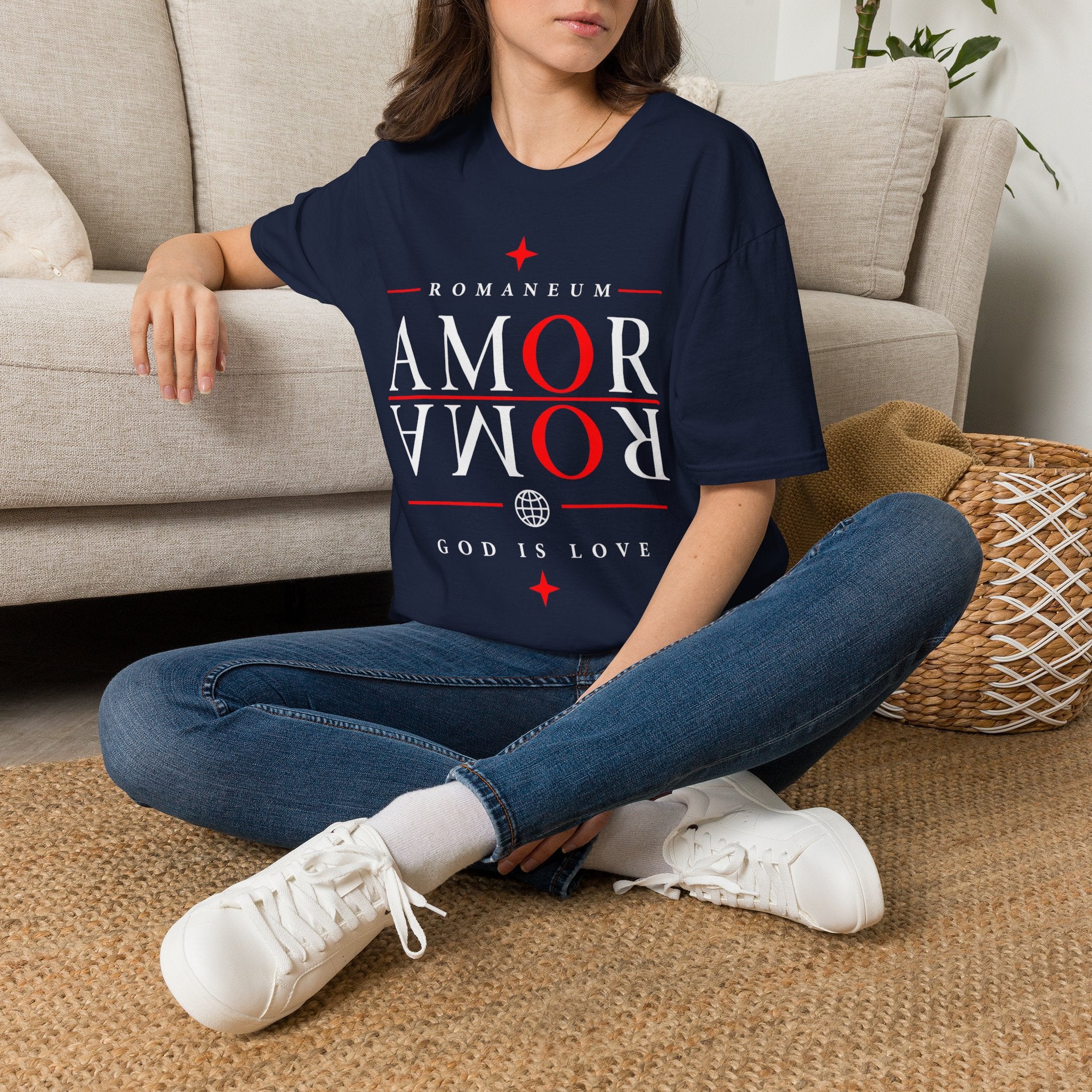 Amor/Roma 'ROMANEUM' Graphic T‑Shirt — 'AMOR' Reflection Design (God Is Love)