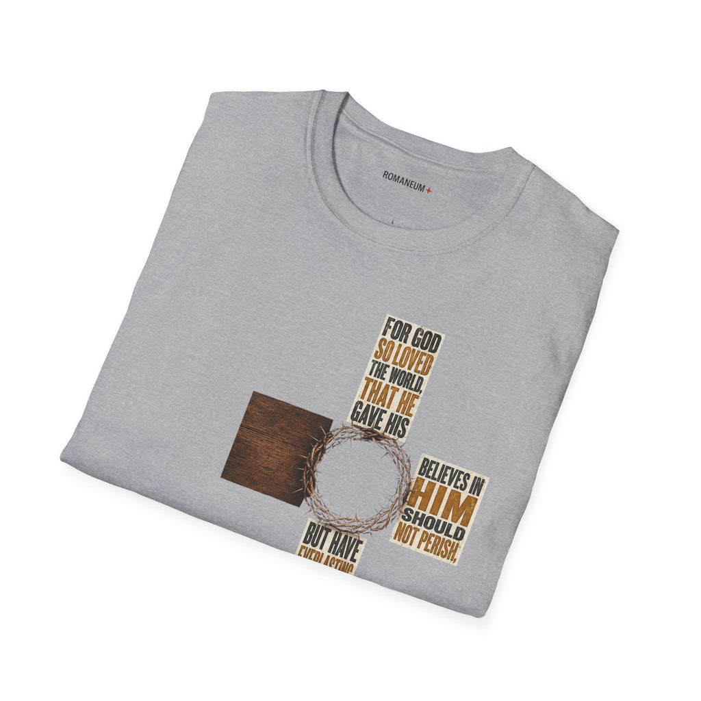 John 3:16 Cross T-Shirt — Faith Tee (For God So Loved)