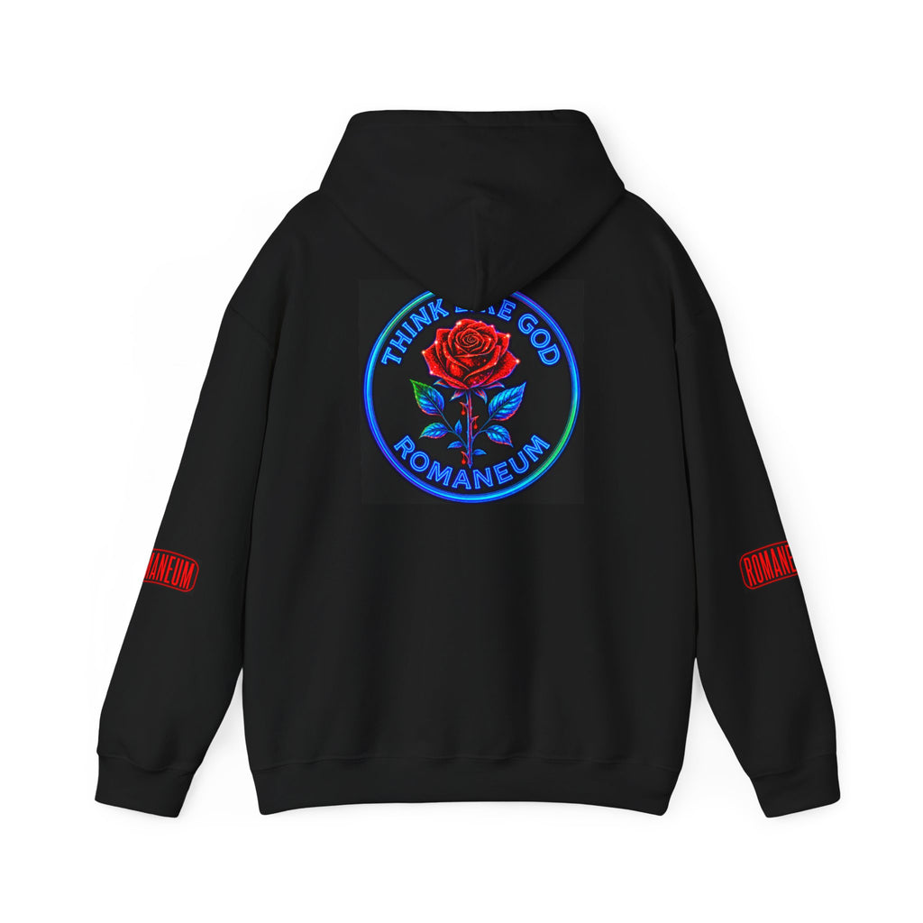 Romaneum Eagle & Rose Hoodie — 'Think Like God' Graphic Pullover