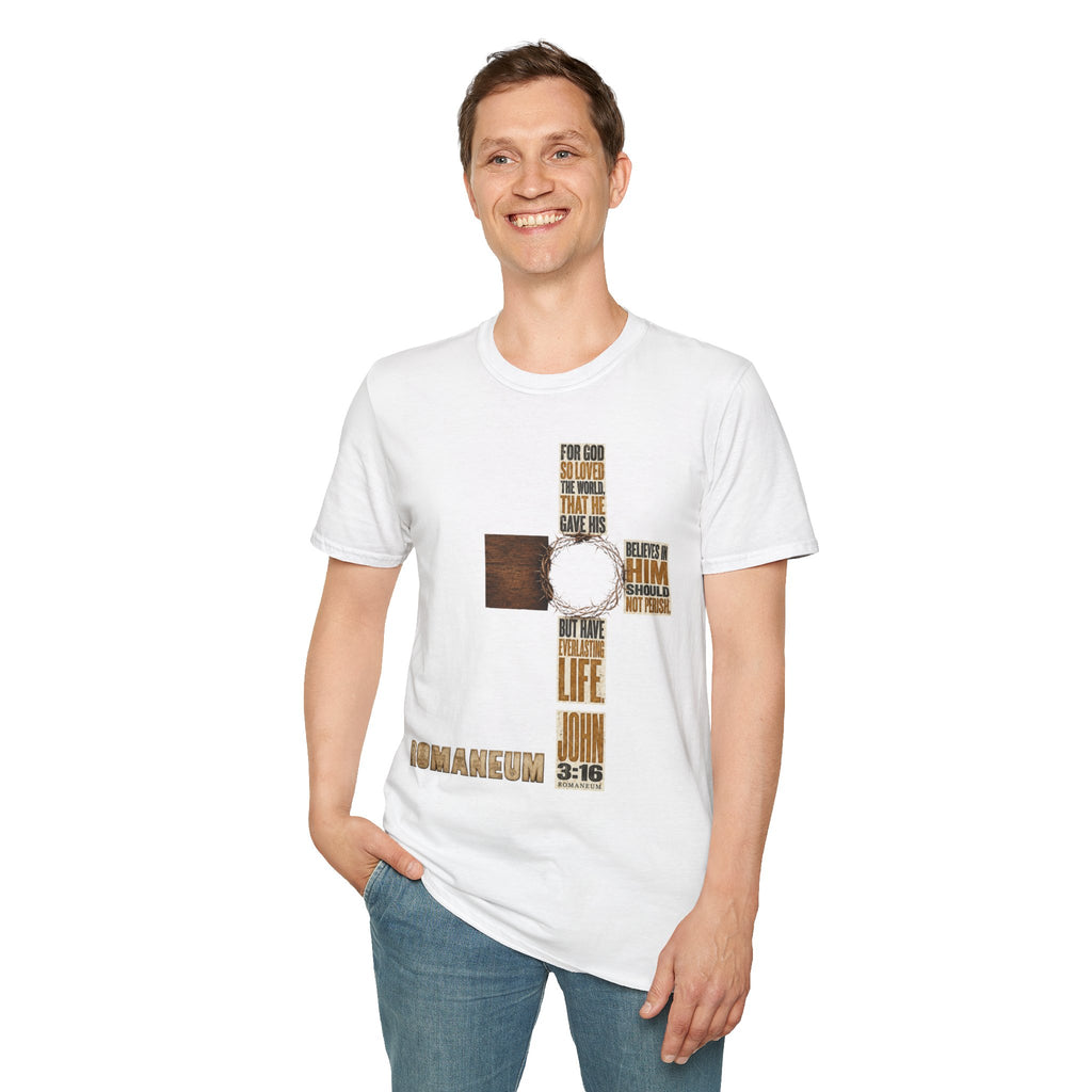 John 3:16 Cross T-Shirt — Faith Tee (For God So Loved)