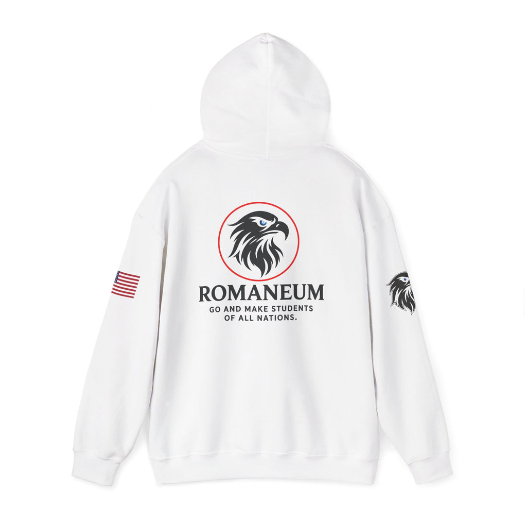 Romaneum Eagle Logo Hoodie | Romaneum School Crest, Patriotic Sleeve Design