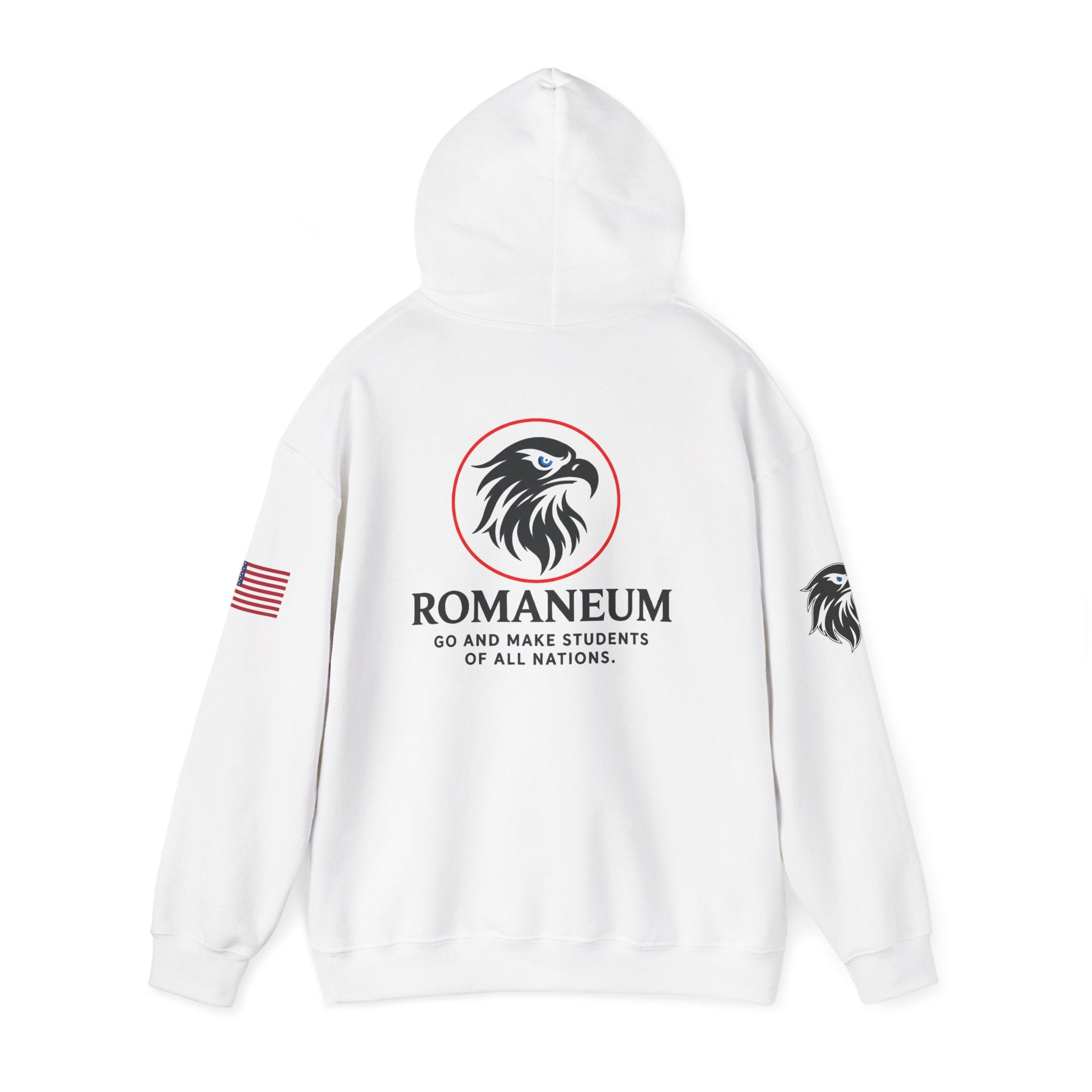 Romaneum Eagle Logo Hoodie | Romaneum School Crest, Patriotic Sleeve Design
