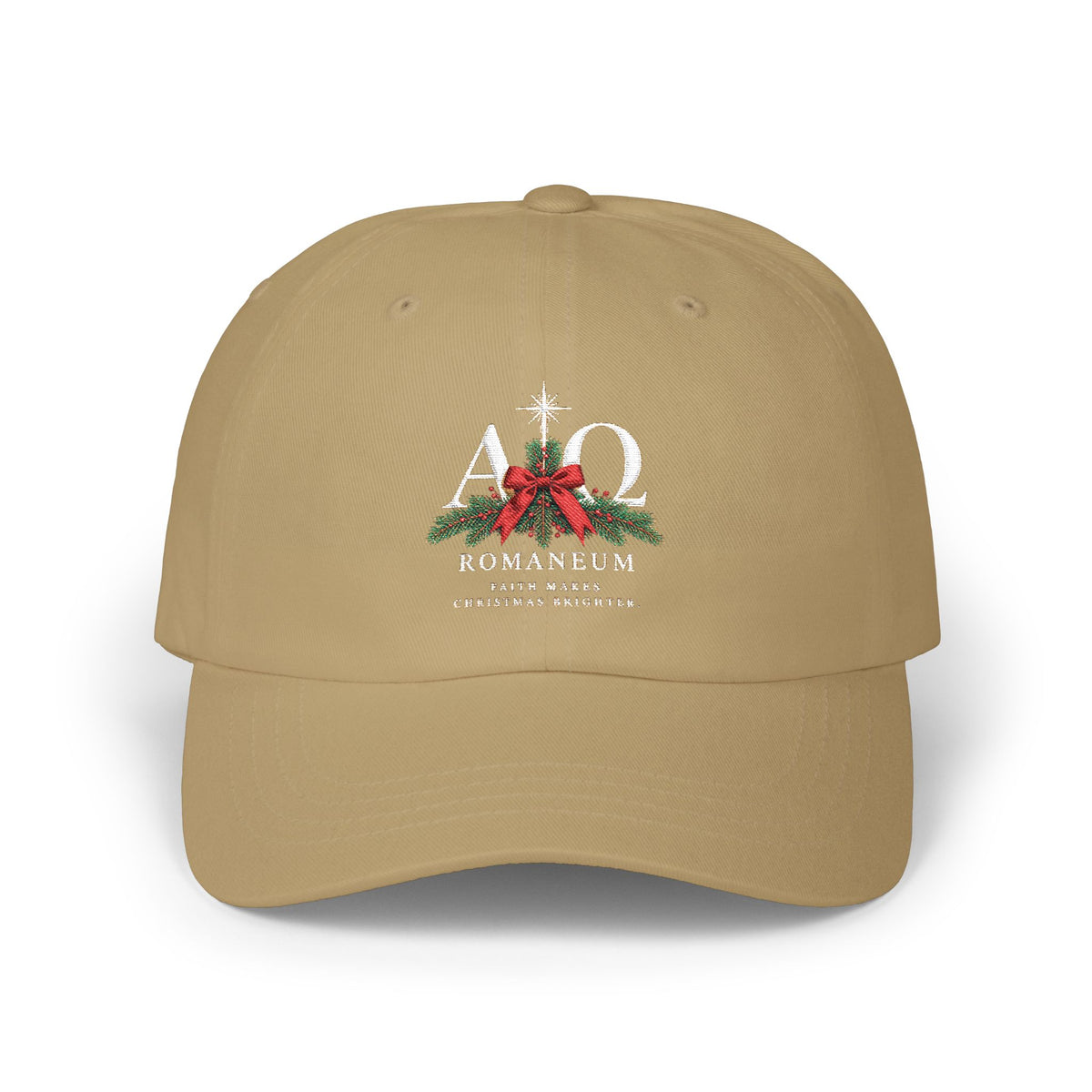 Christmas Alpha Omega Dad Cap — Romaneum Holiday Baseball Hat