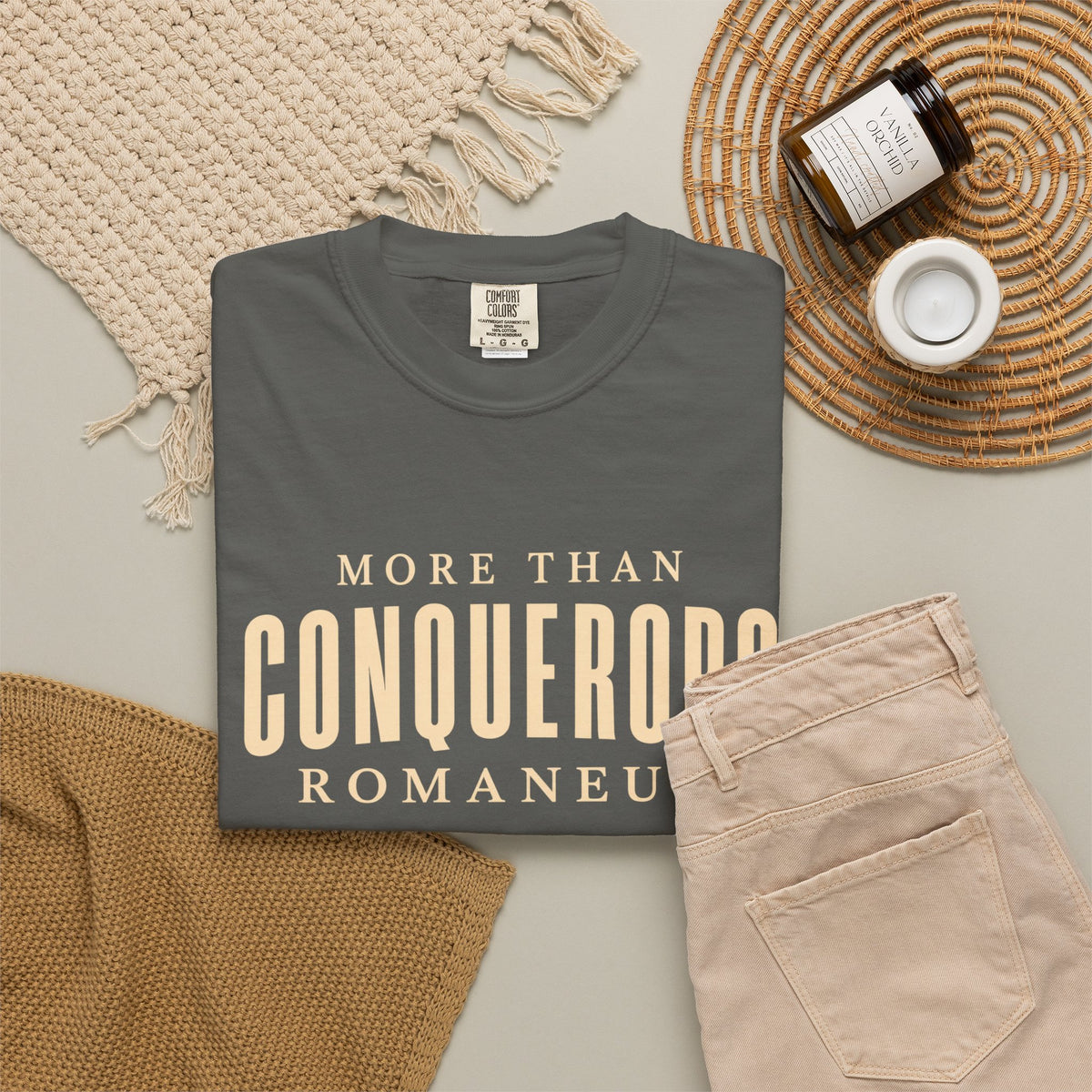 More Than Conquerors T-Shirt — "Romaneum" Graphic Tee