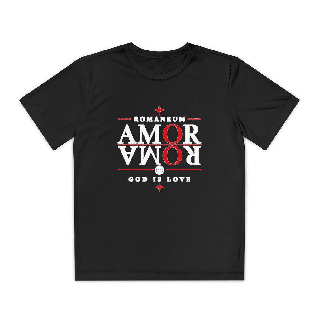Youth Tee — ROMANEUM “AMOR/ROMA” Graphic Christian Shirt (God is Love)