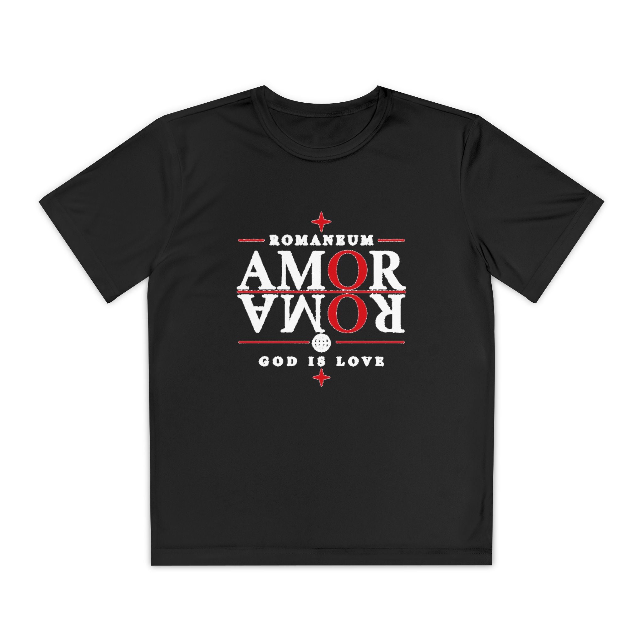 Youth Tee — ROMANEUM “AMOR/ROMA” Graphic Christian Shirt (God is Love)