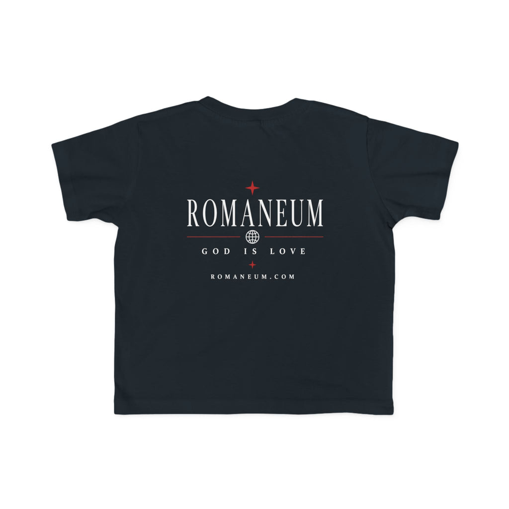 Toddler Tee — "AMOR / ROMA" Roman Catholic Kids Shirt (Romaneum: God Is Love)