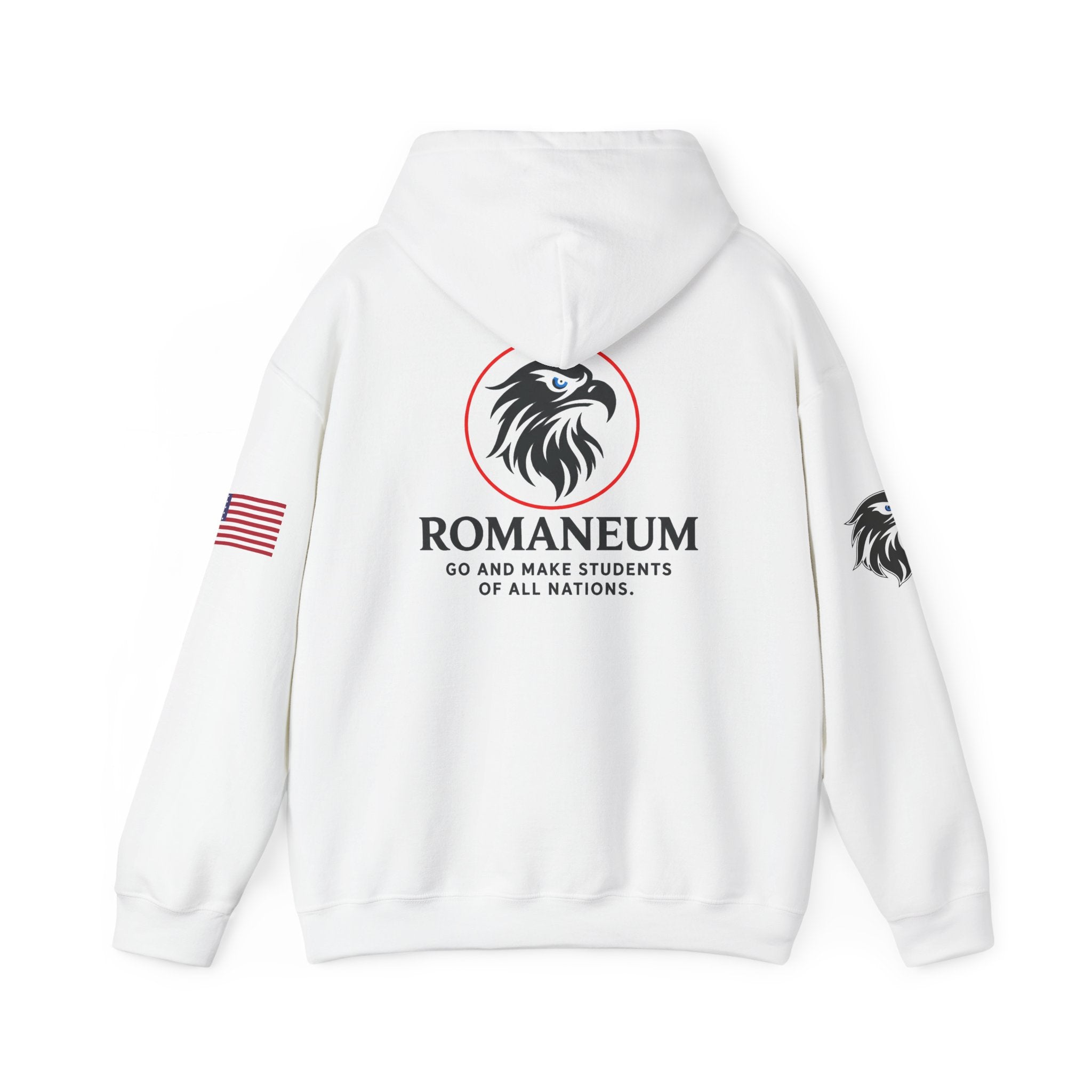 Romaneum Eagle Logo Hoodie | Romaneum School Crest, Patriotic Sleeve Design