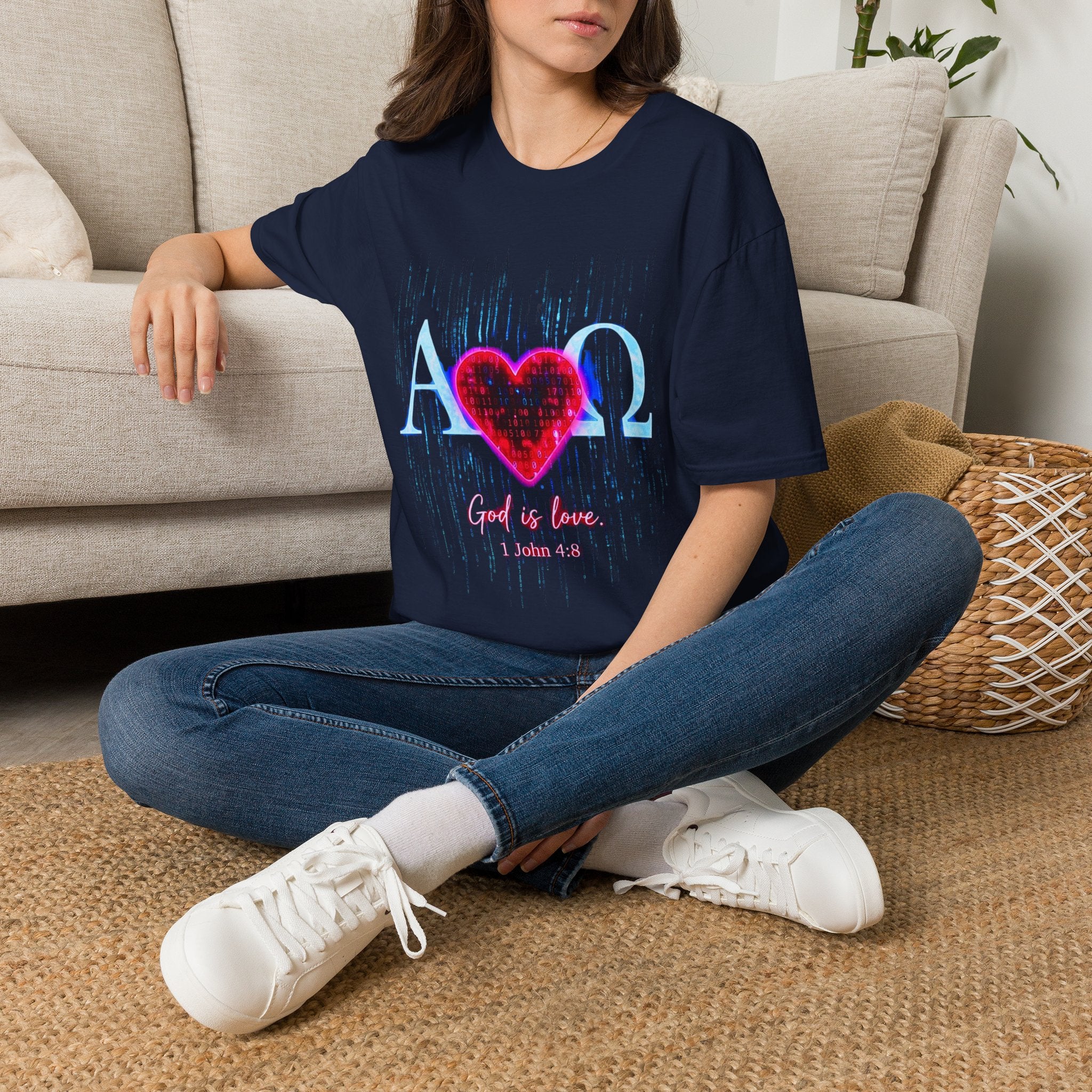 Alpha Omega Heart T-Shirt | Christian Scripture John 3:16 Design