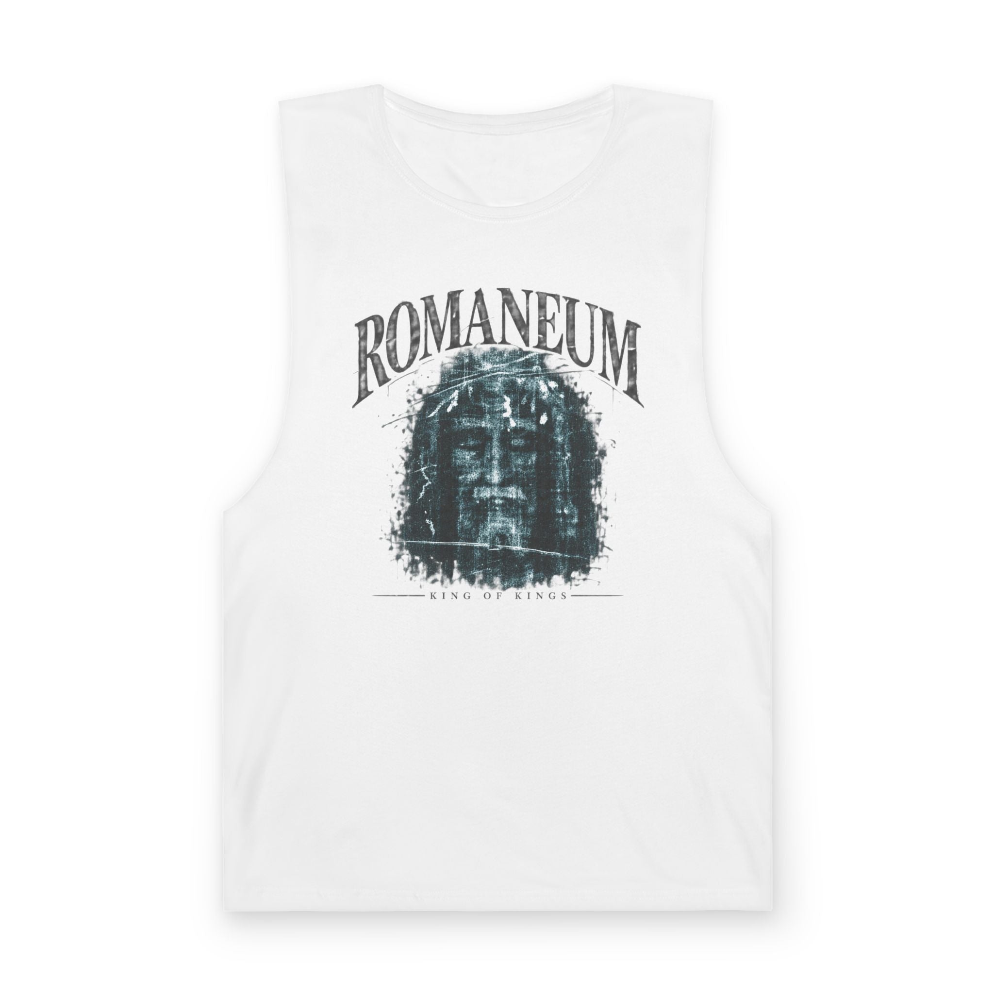 Romaneum Graphic Tank — Distressed Classical Face Summer Muscle Tee