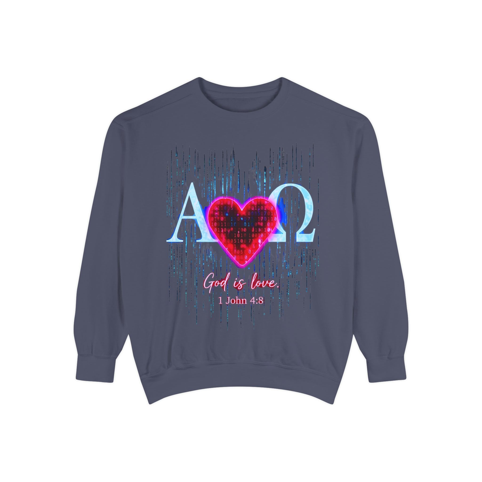 Alpha Omega Heart design sweatshirt | God is Love 1 John 4:8 RomanEum