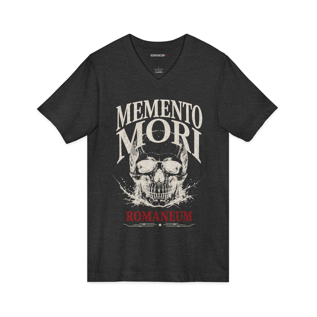 Memento Mori V-Neck Tee — Romaneum Skull Graphic Shirt