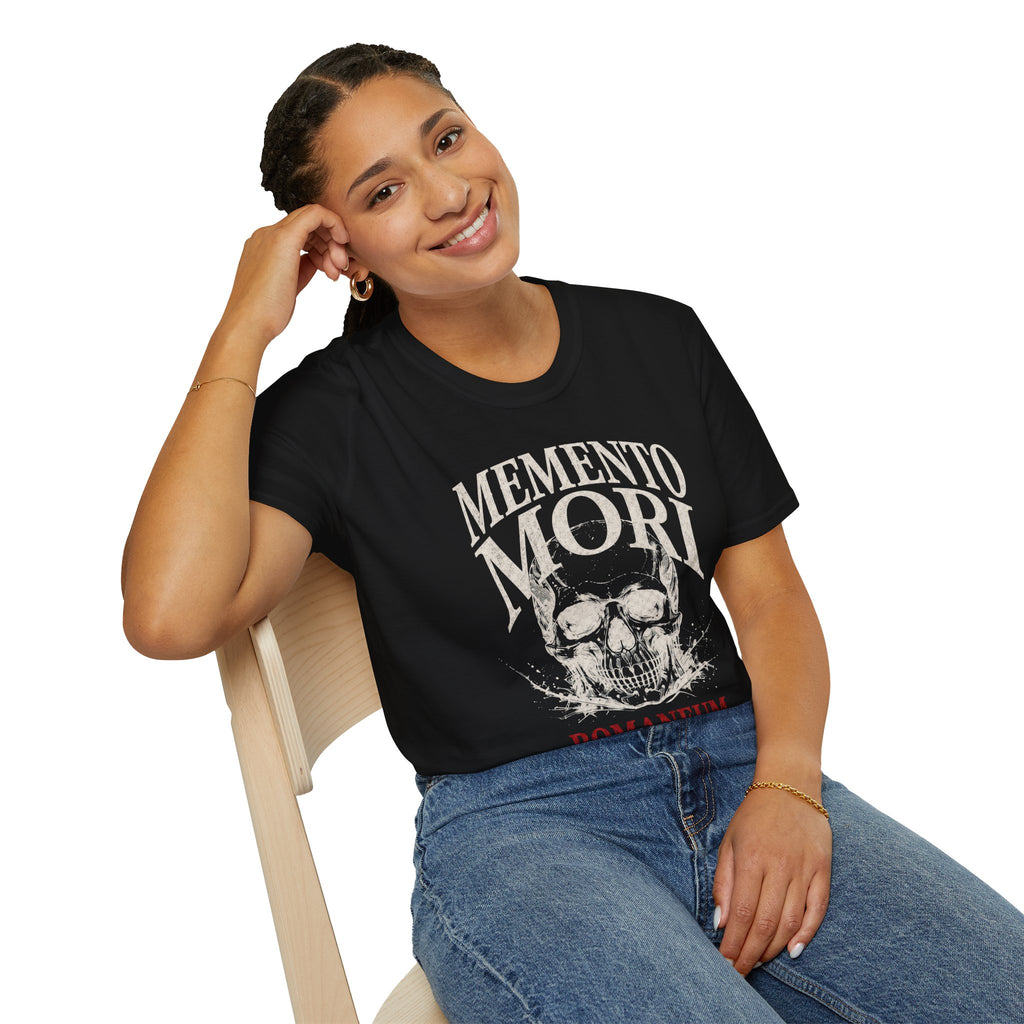 Memento Mori Skull T-Shirt — Gothic Reminder Tee with Romaneum Skull Design