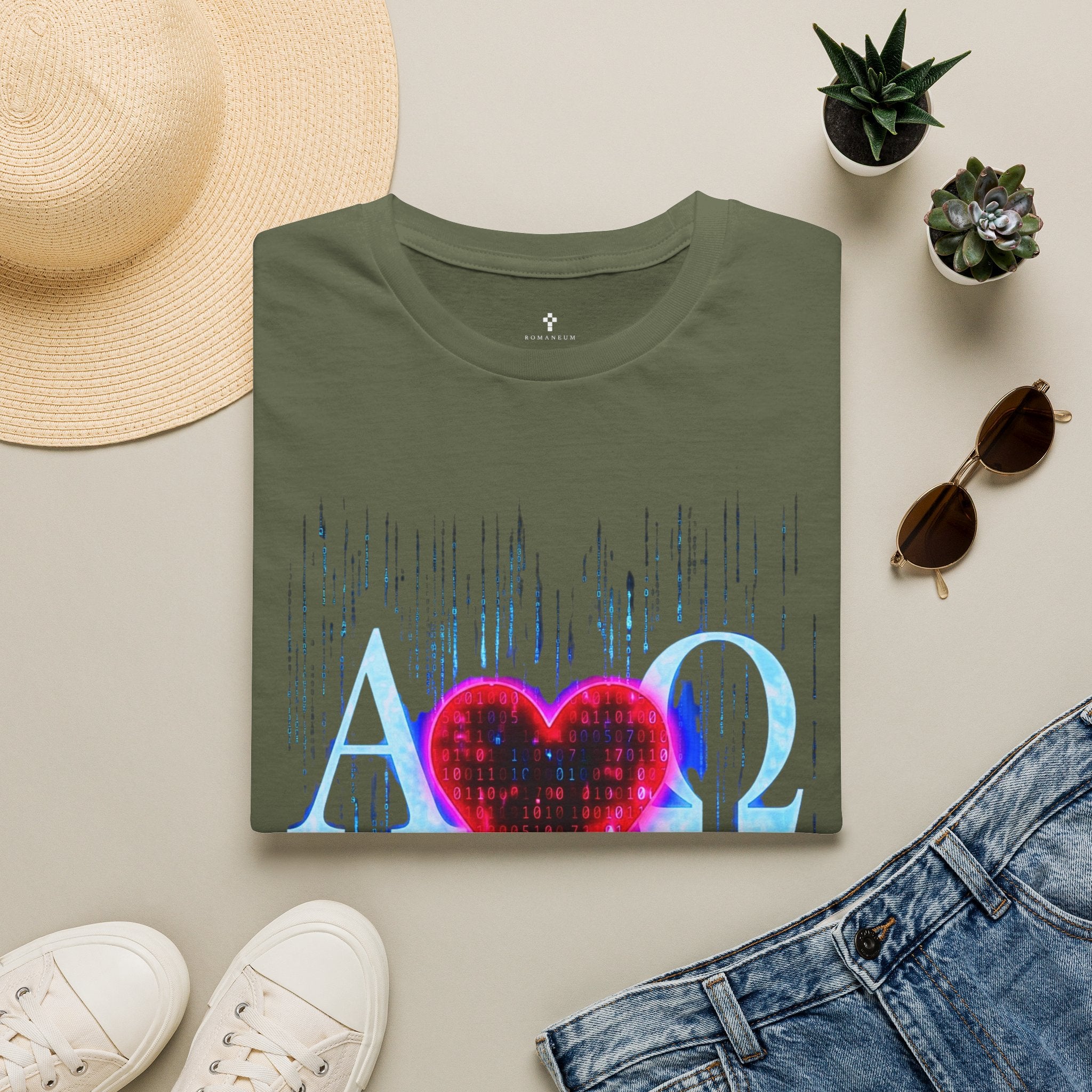 Alpha Omega Heart T-Shirt | Christian Scripture John 3:16 Design