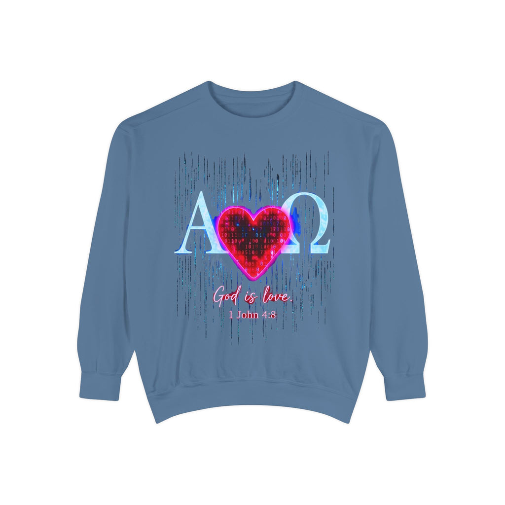 Alpha Omega Heart design sweatshirt | God is Love 1 John 4:8 RomanEum