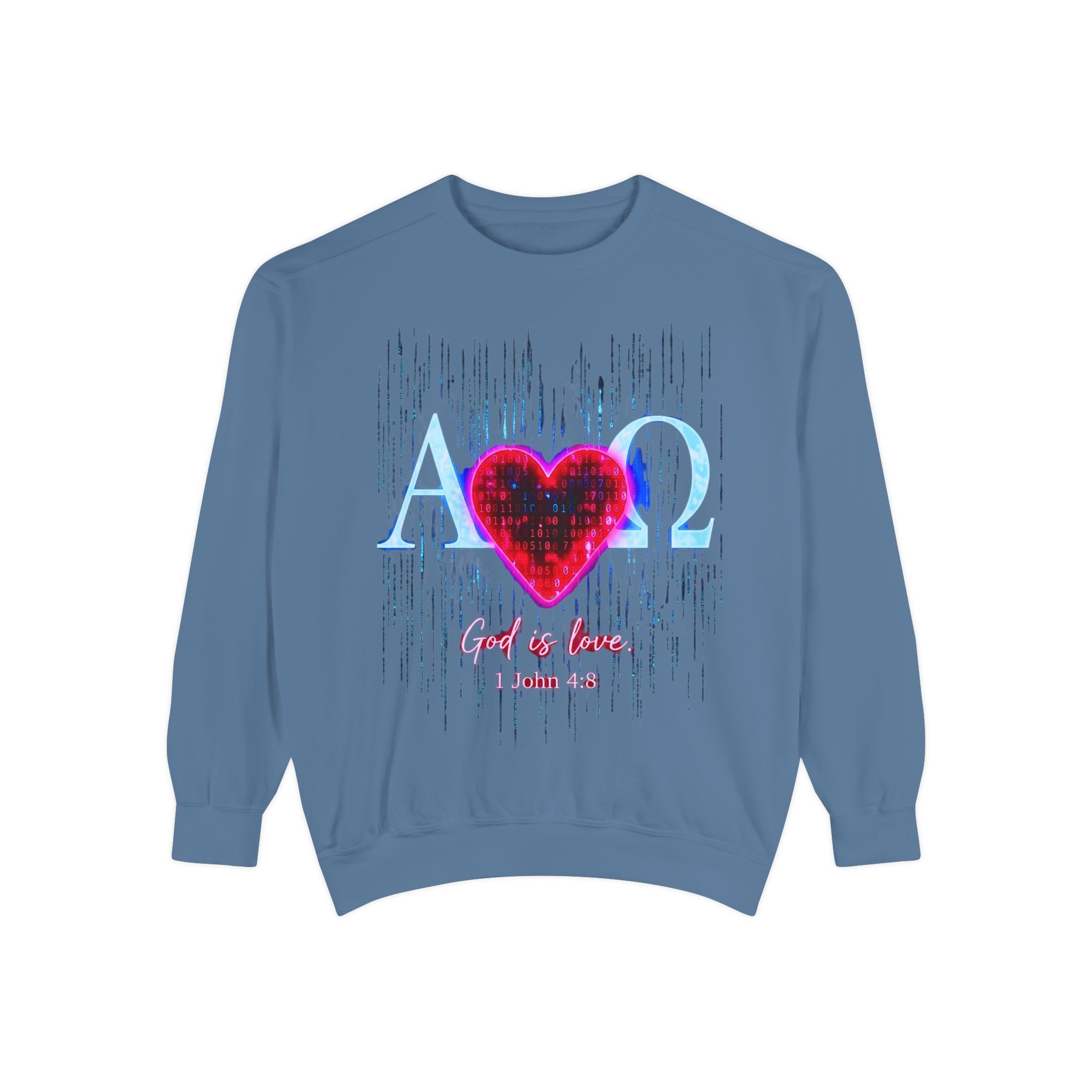 Alpha Omega Heart design sweatshirt | God is Love 1 John 4:8 RomanEum