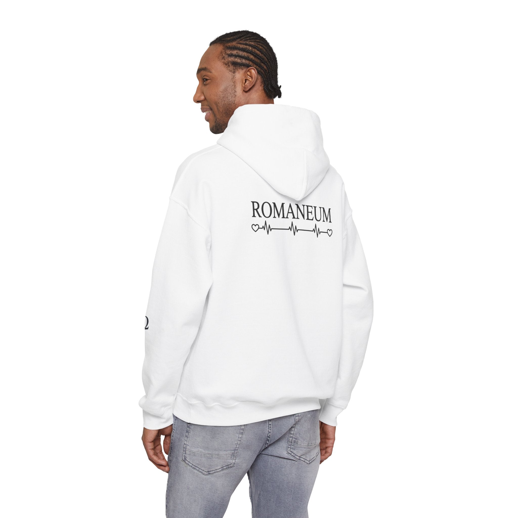 Romaneum Alpha Omega Heart Hoodie | God is Love 1 John 4:8 Christian Hoodie