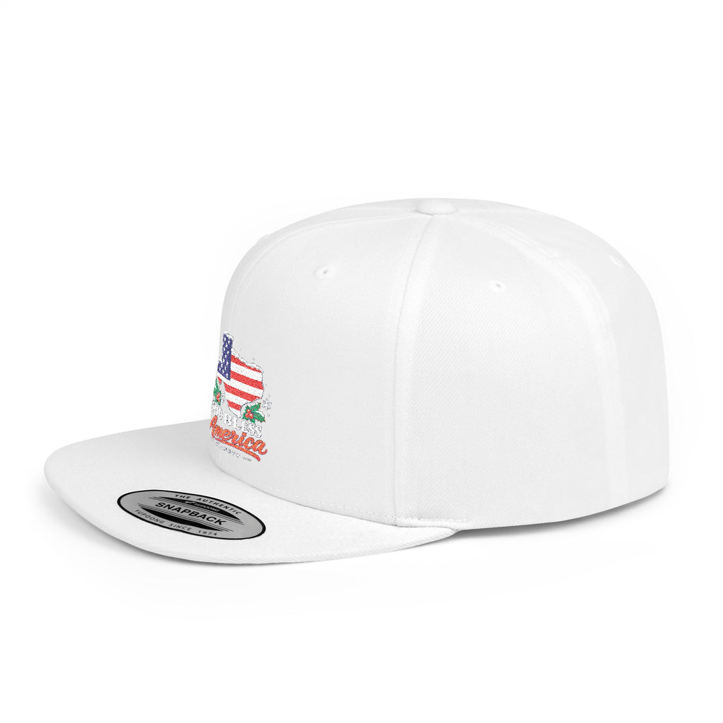 America Flag Snapback Christmas Hat — Patriotic Flat-Bill Cap