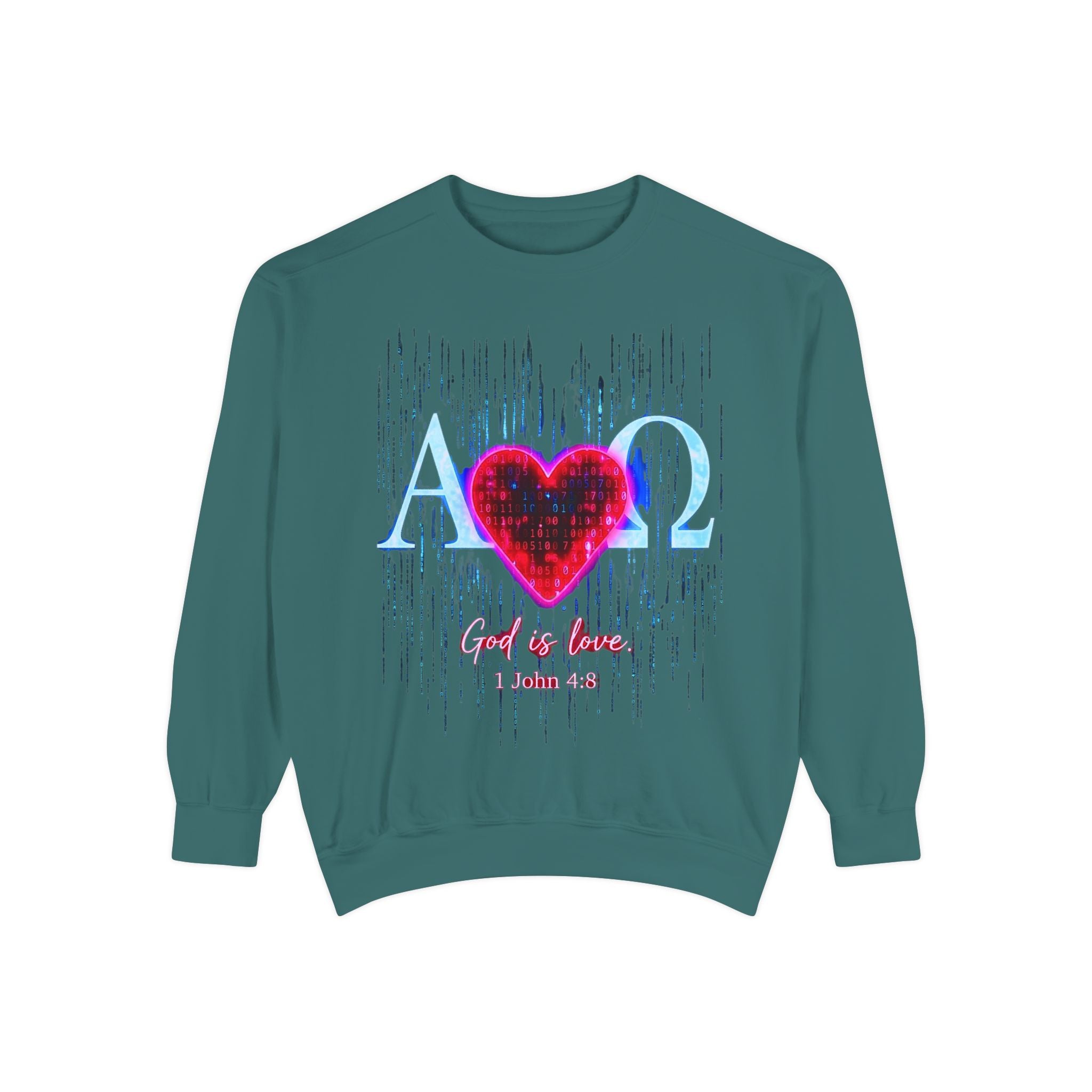 Alpha Omega Heart design sweatshirt | God is Love 1 John 4:8 RomanEum