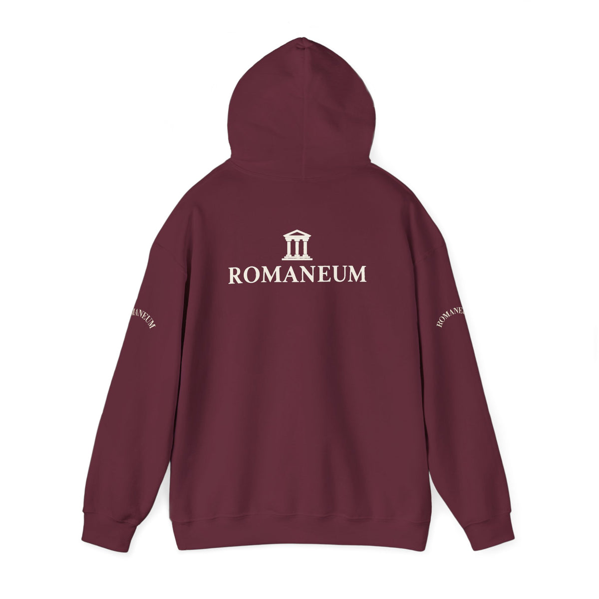Romaneum Logo Hoodie – Classic Black Pullover with Roman Temple Design