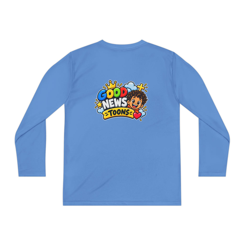 Faith Over Fear Youth Long Sleeve Tee — Good News Toons Graphic