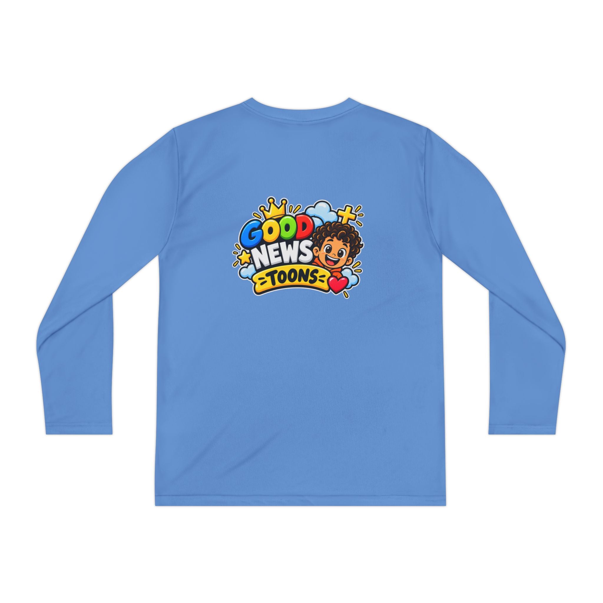 Faith Over Fear Youth Long Sleeve Tee — Good News Toons Graphic