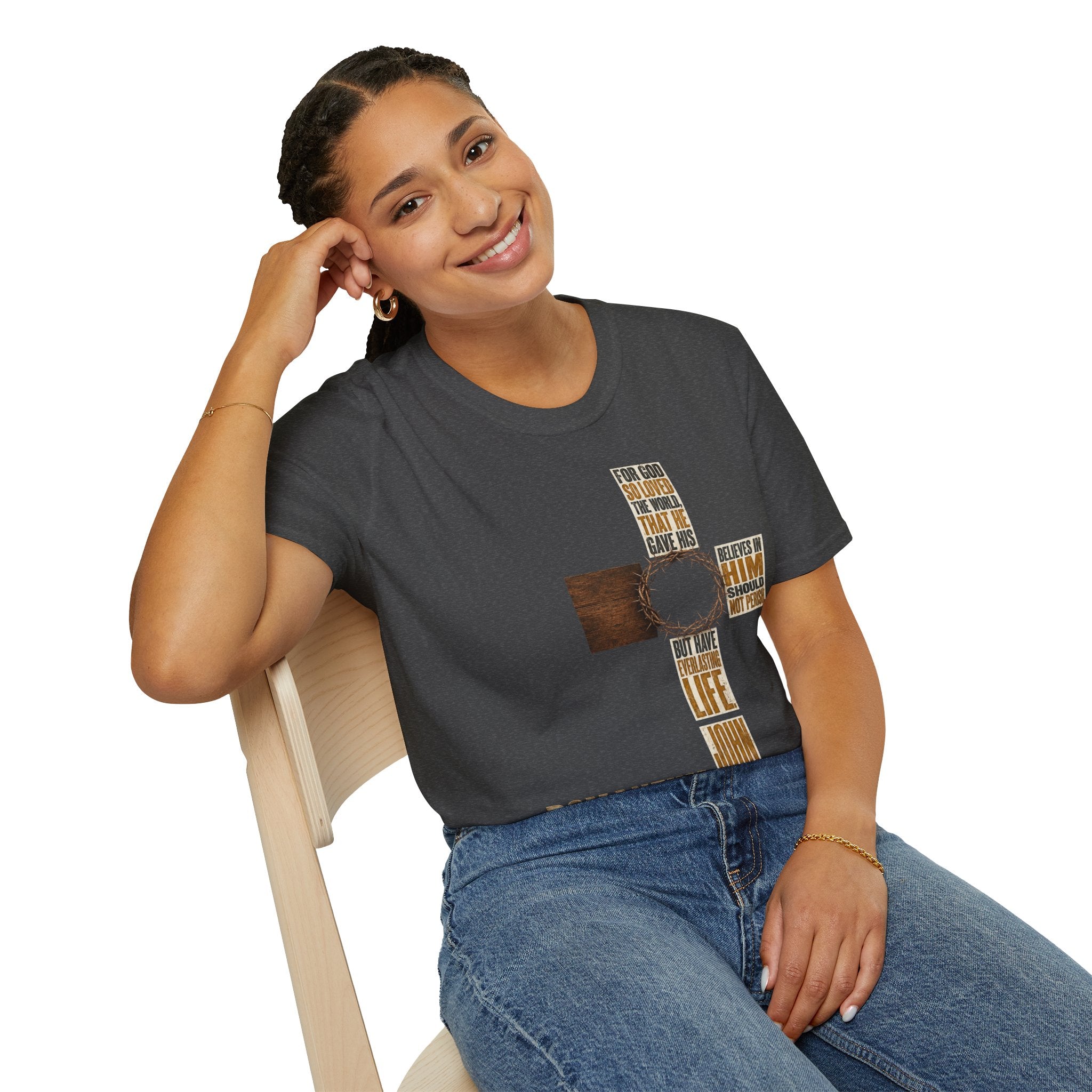 John 3:16 Cross T-Shirt — Faith Tee (For God So Loved)