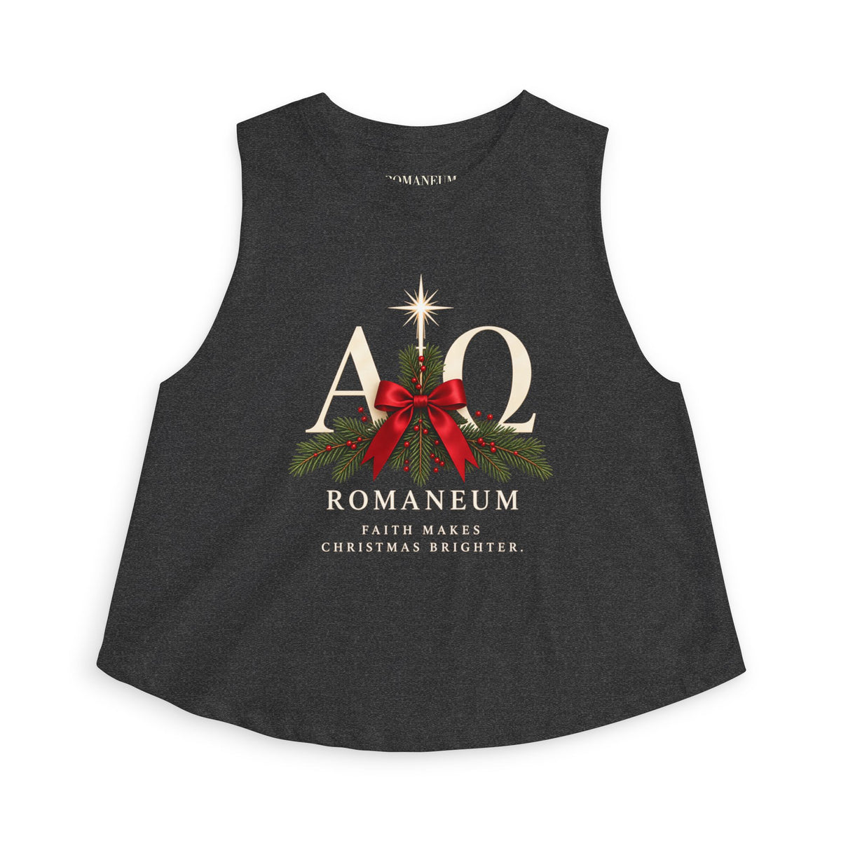 Christmas Crop Top – "AΩ Romaneum" Holiday Graphic Tank