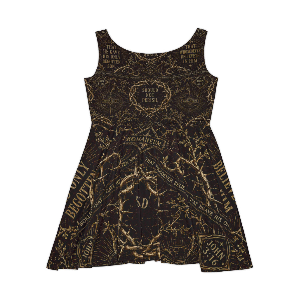 Vintage Gothic Script Skater Dress — Barbed Vine AOP