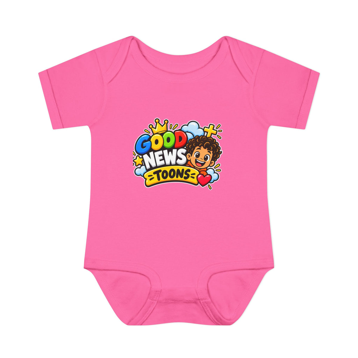 Infant Bodysuit — "Good News Toons" Colorful Cartoon Baby Onesie (Faithful Fun Truth)