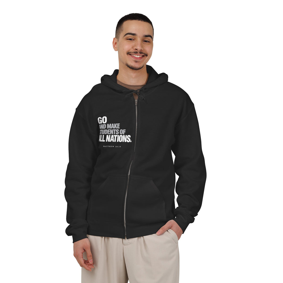 Zip Hoodie — "God Is Love" Full-Zip Sweatshirt (1 John 4:8)