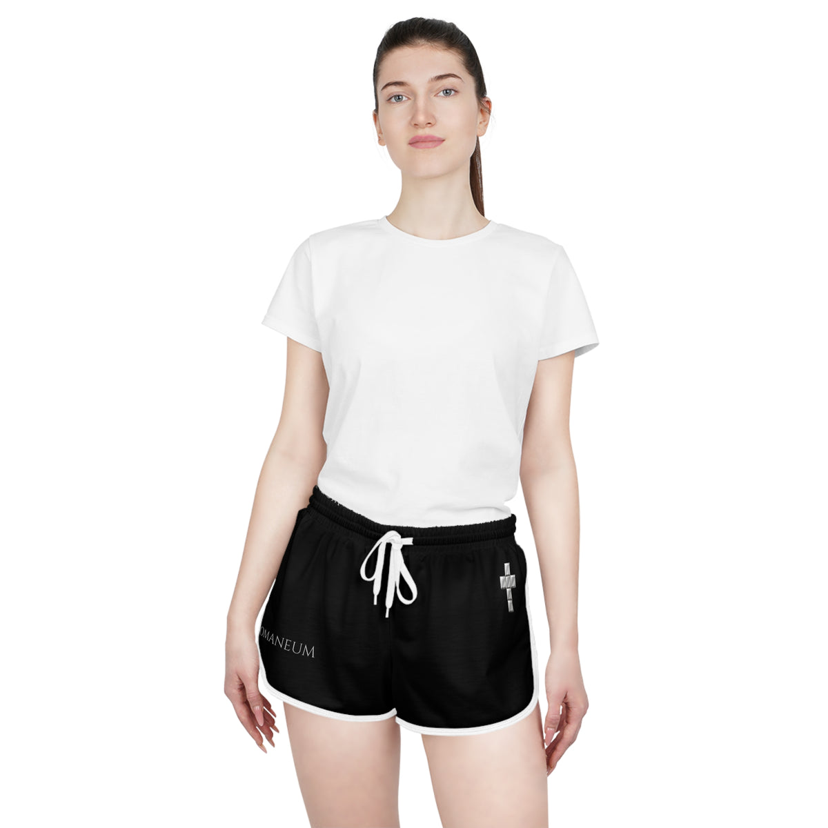 Romaneum Black Relaxed Shorts — Women's Athletic Lounge Shorts