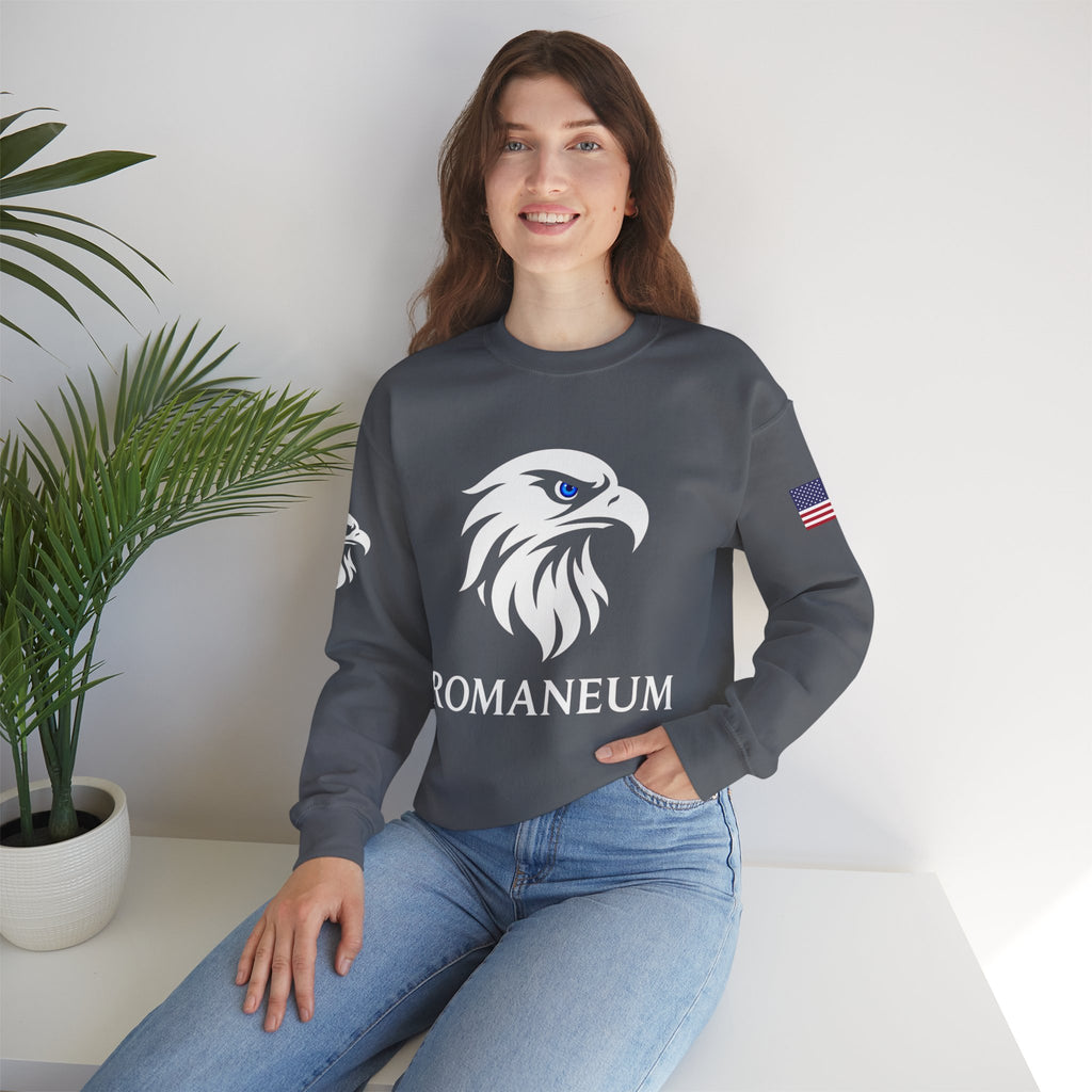 Romaneum eagle crest Crewneck sweatshirt | Romaneum logo, American flag sleeve