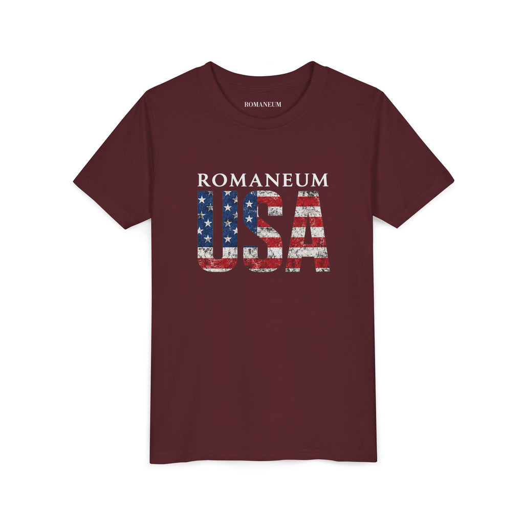 Youth USA Flag Tee — "Romaneum" Patriotic Kids T‑Shirt