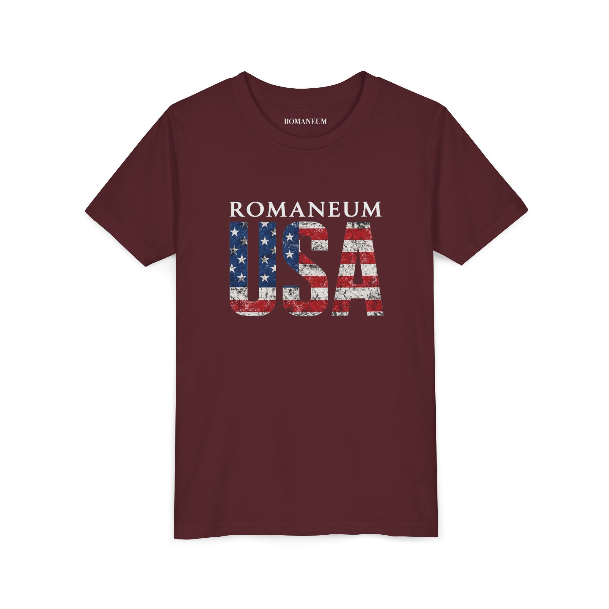 Youth USA Flag Tee — "Romaneum" Patriotic Kids T‑Shirt
