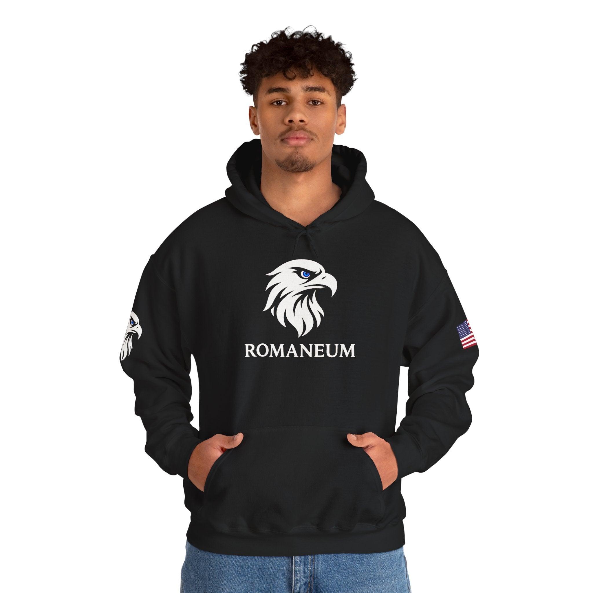 Romaneum Eagle Logo Hoodie | Romaneum School Crest, Patriotic Sleeve Design