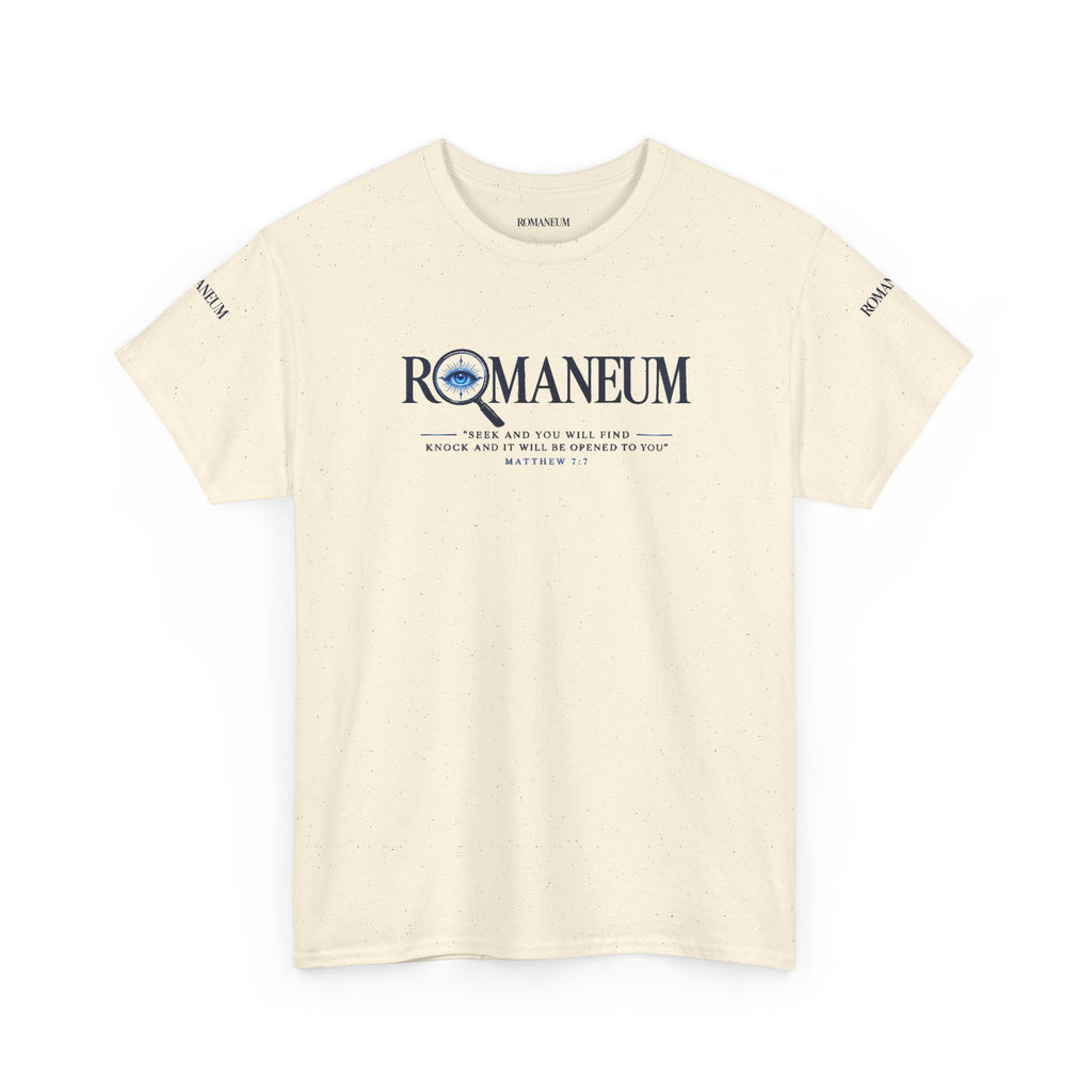 Romaneum Seek Logo Tee — Classic Romaneum-Inspired Graphic T-Shirt
