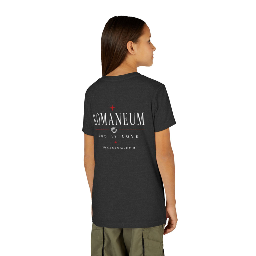 Youth Tee — ROMANEUM “AMOR / ROMA” God Is Love Graphic