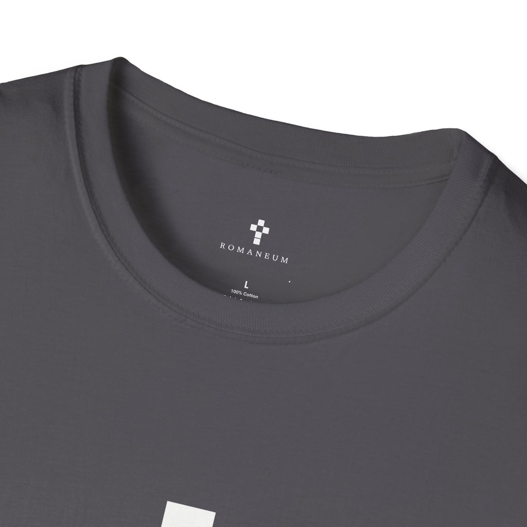 Romaneum Minimal Pixel Cross T-Shirt | Small Black Geometric Cross