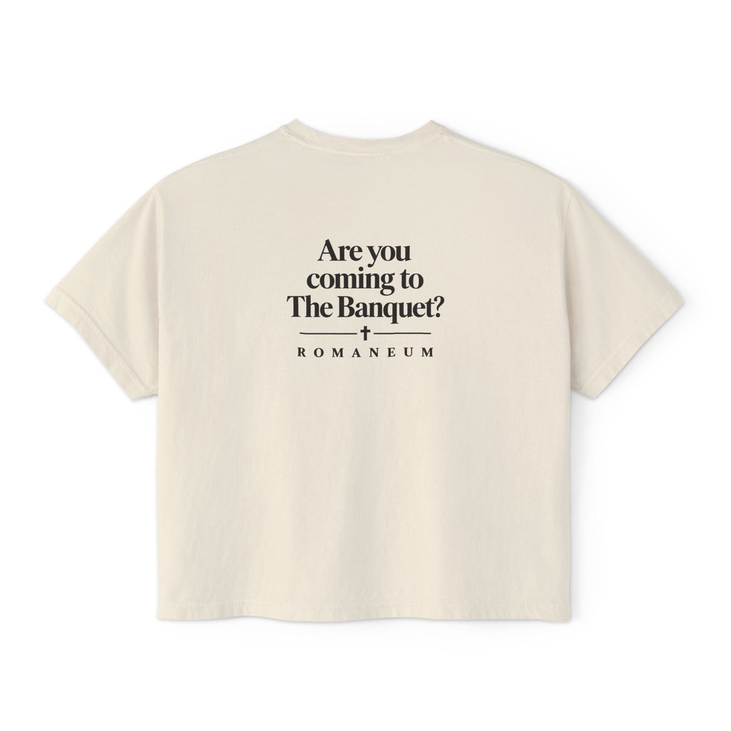Are You Coming to The Banquet? Boxy Tee — Romaneum Christian Graphic Shirt