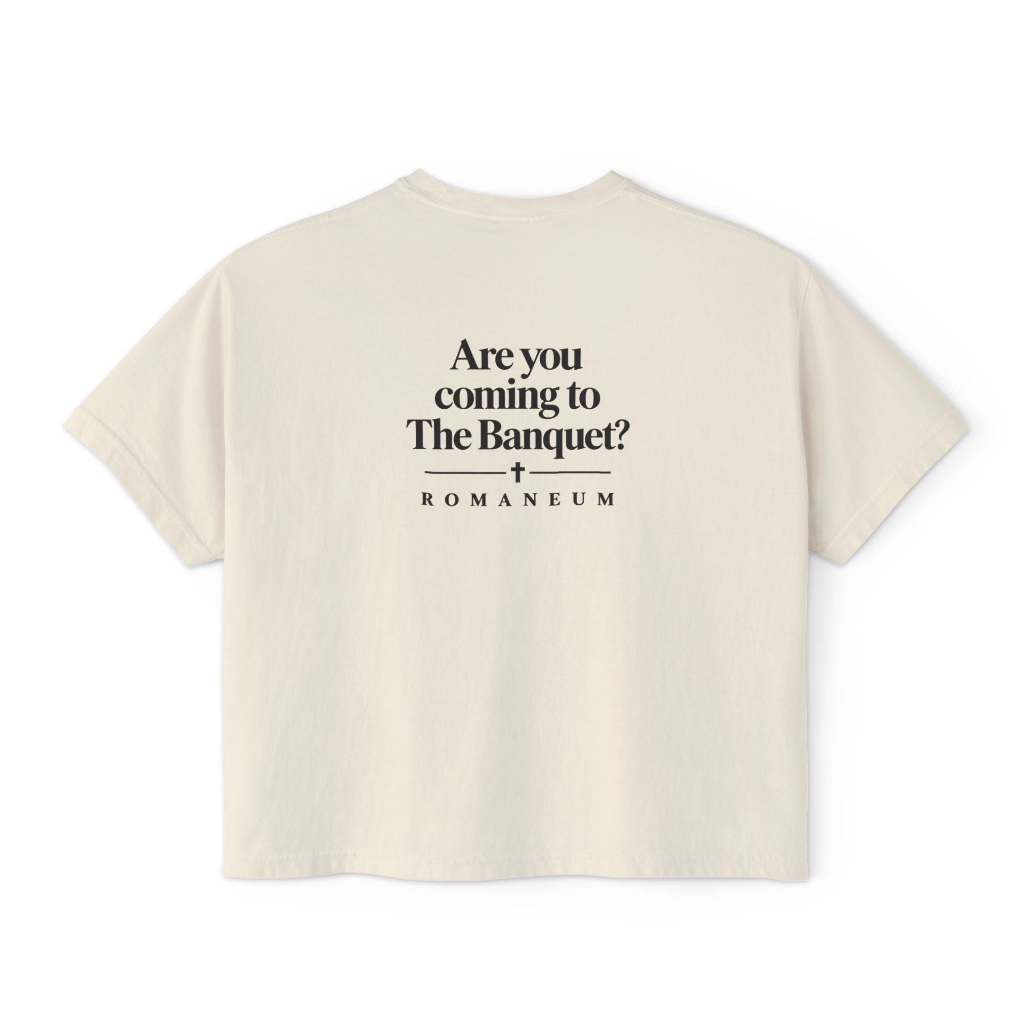 Are You Coming to The Banquet? Boxy Tee — Romaneum Christian Graphic Shirt